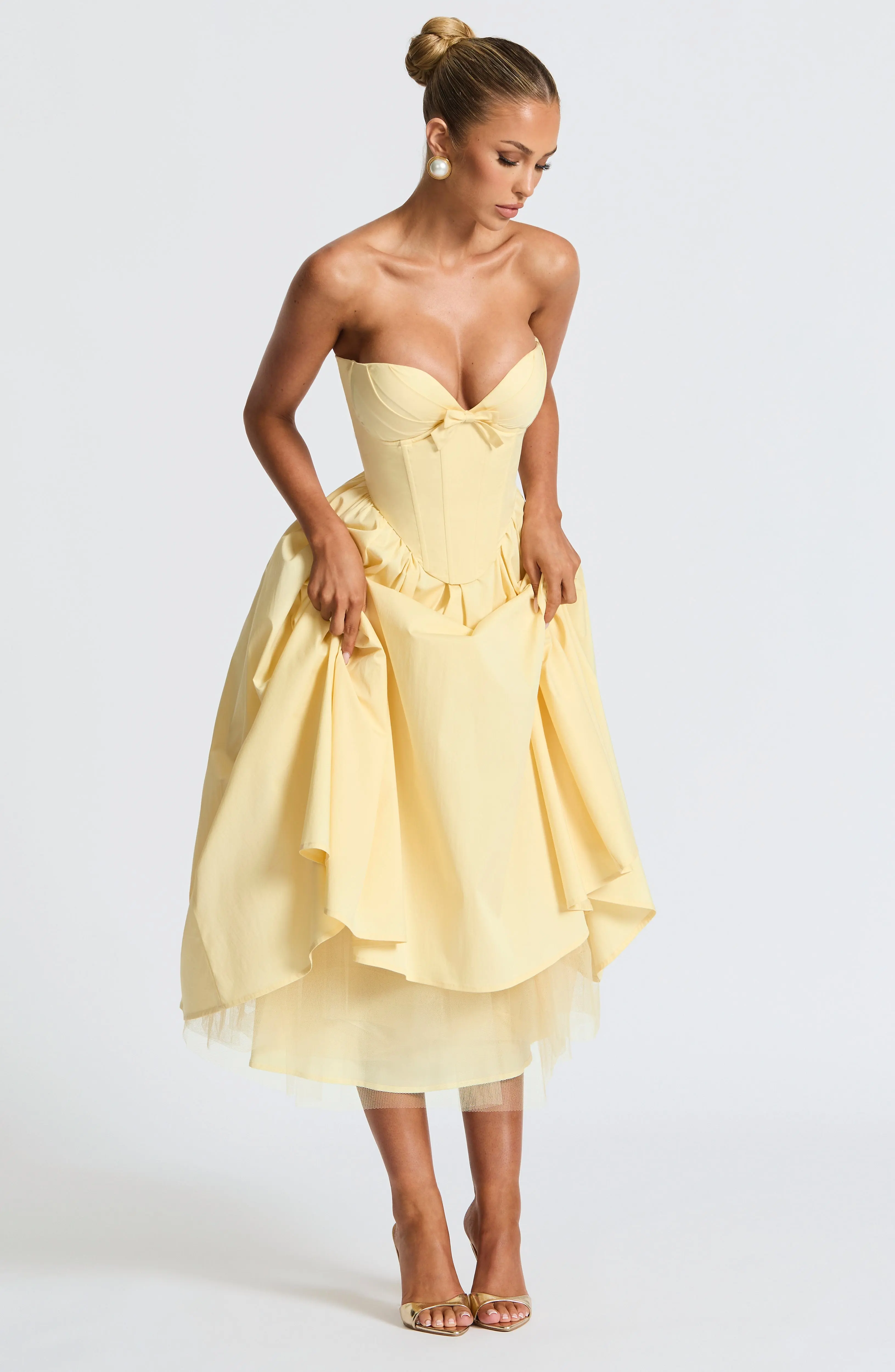 Prim Midi Dress - Lemon - Image 3
