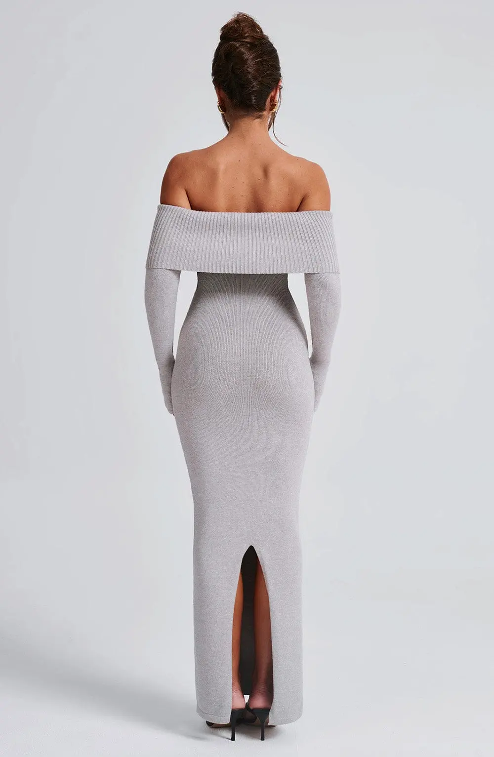 Beverley Knit Maxi Dress - Light Grey Marl - Image 10
