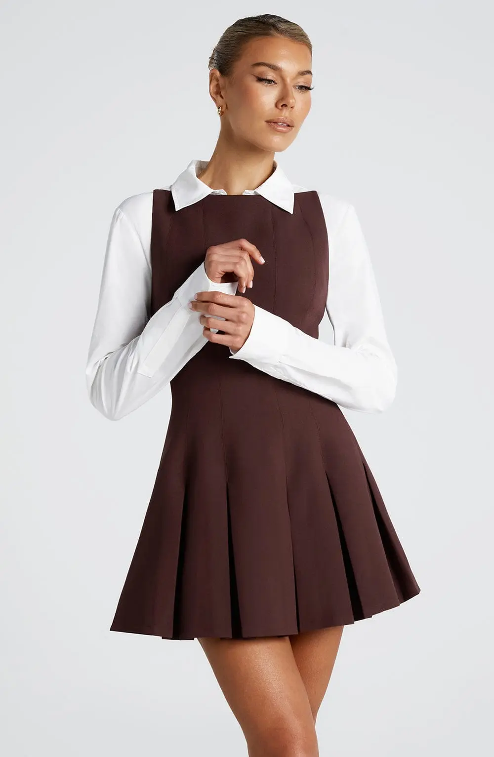 Rory Mini Dress - Plum Brown - Image 8