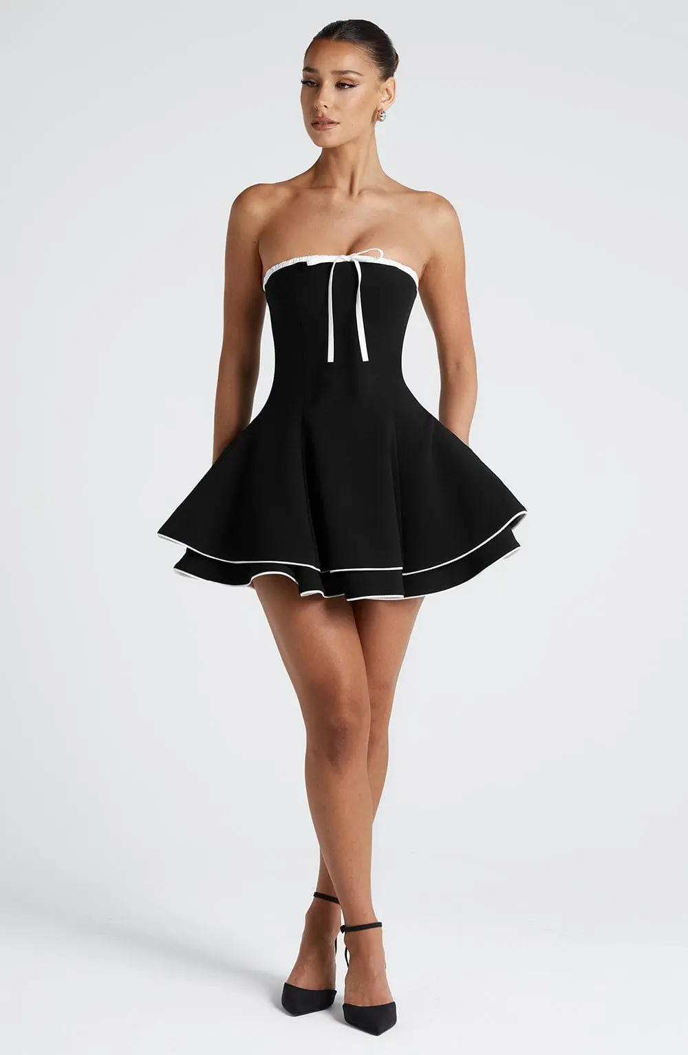 Juno Mini Dress - Black/White - Image 6