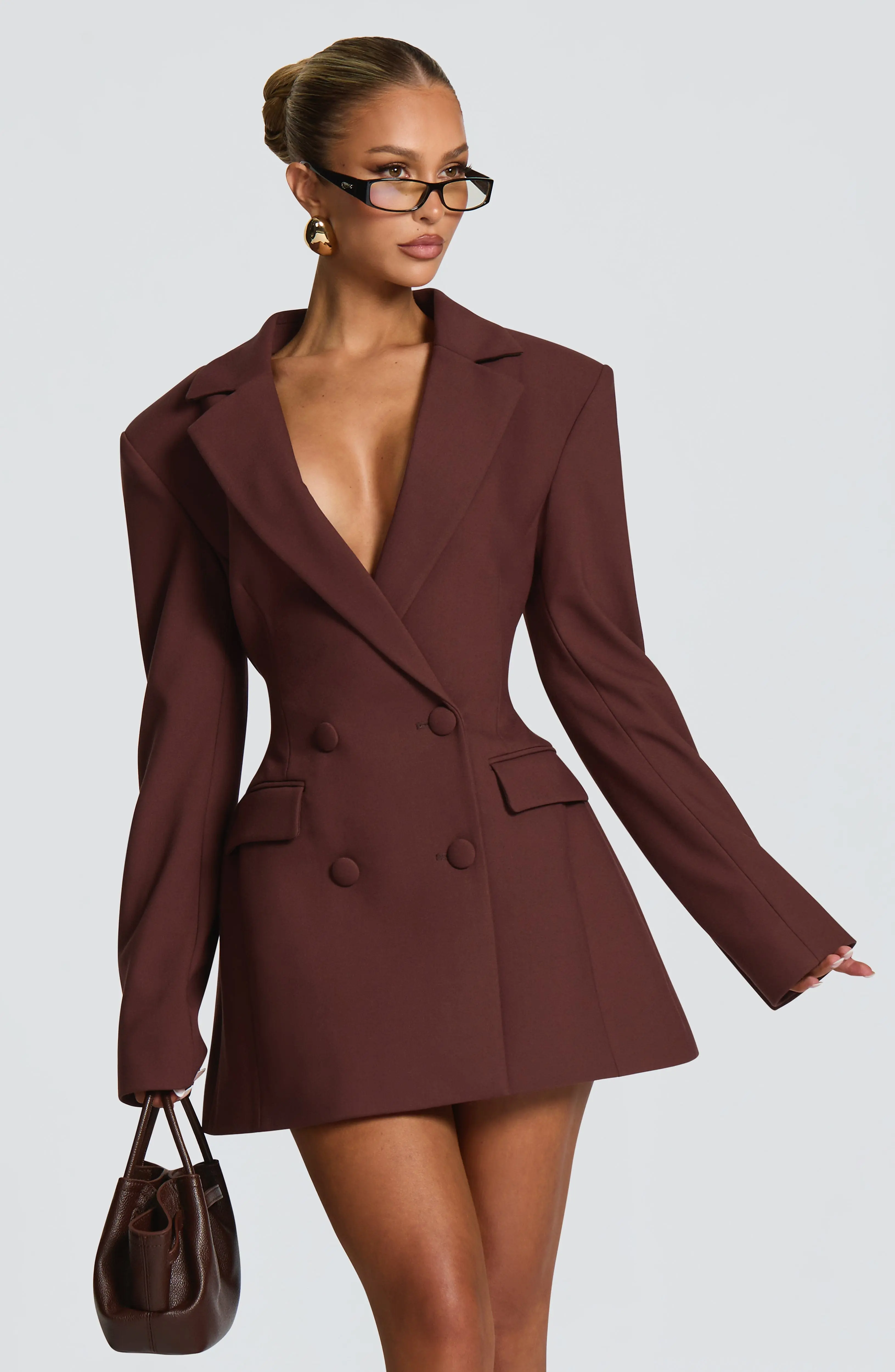 Elvira Mini Dress - Plum Brown - Image 2