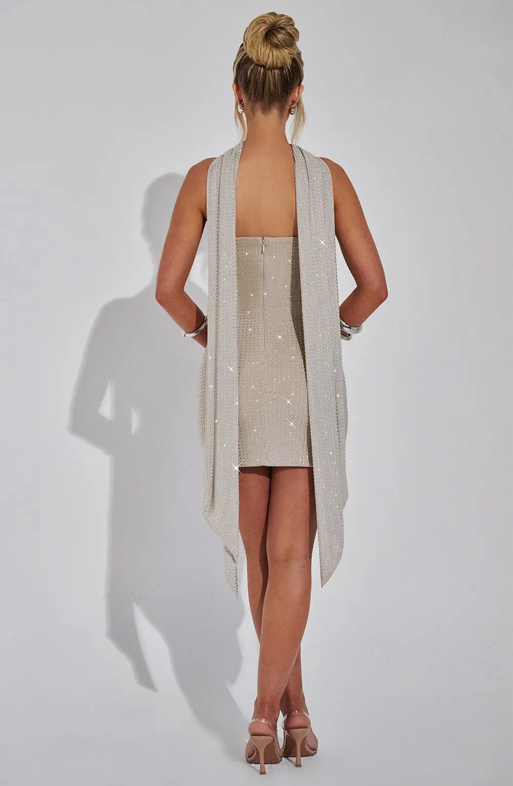 Ginni Mini Dress - Silver/Nude - Image 11
