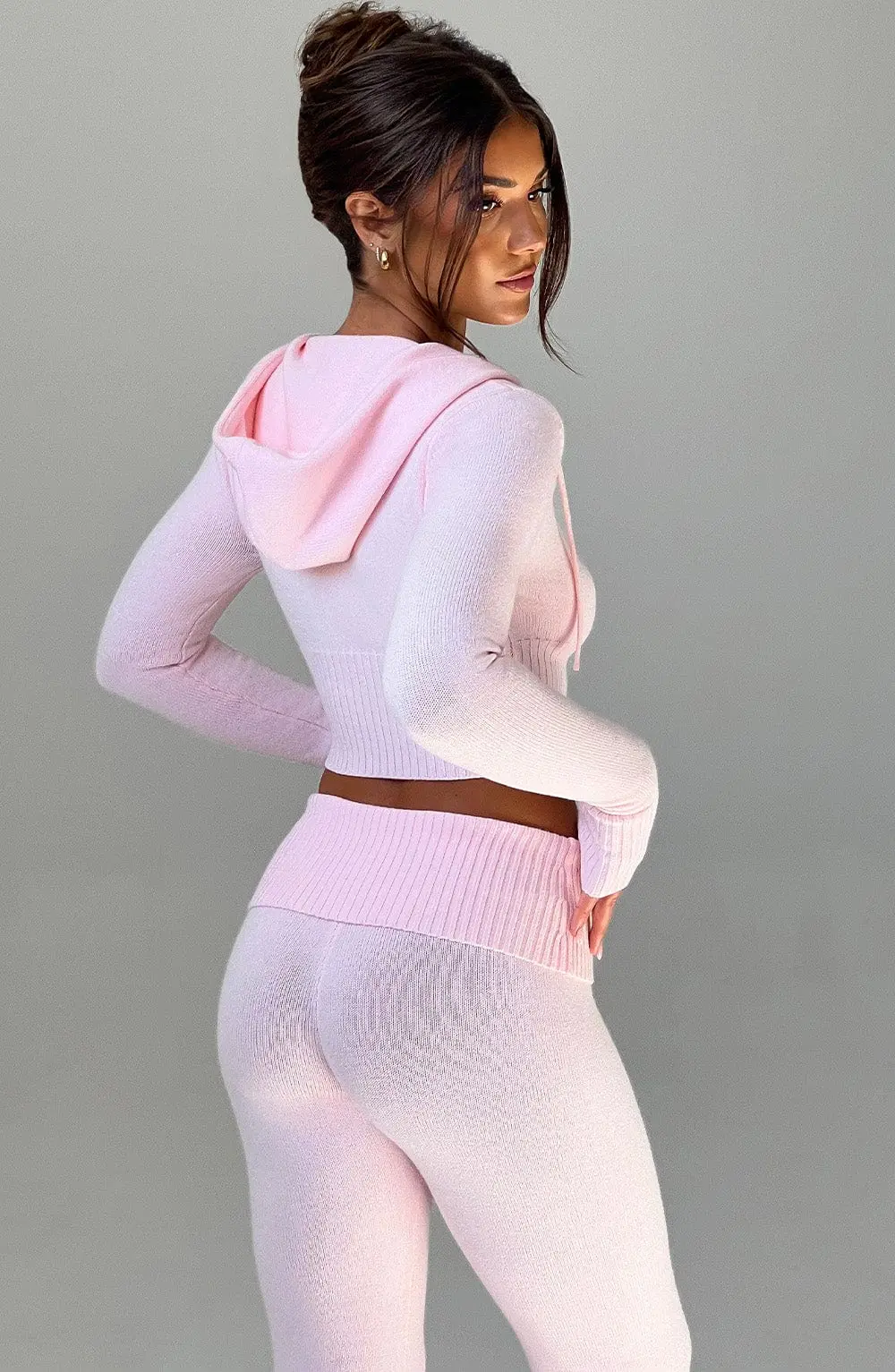 Portia Knit Hoodie - Pink - Image 3