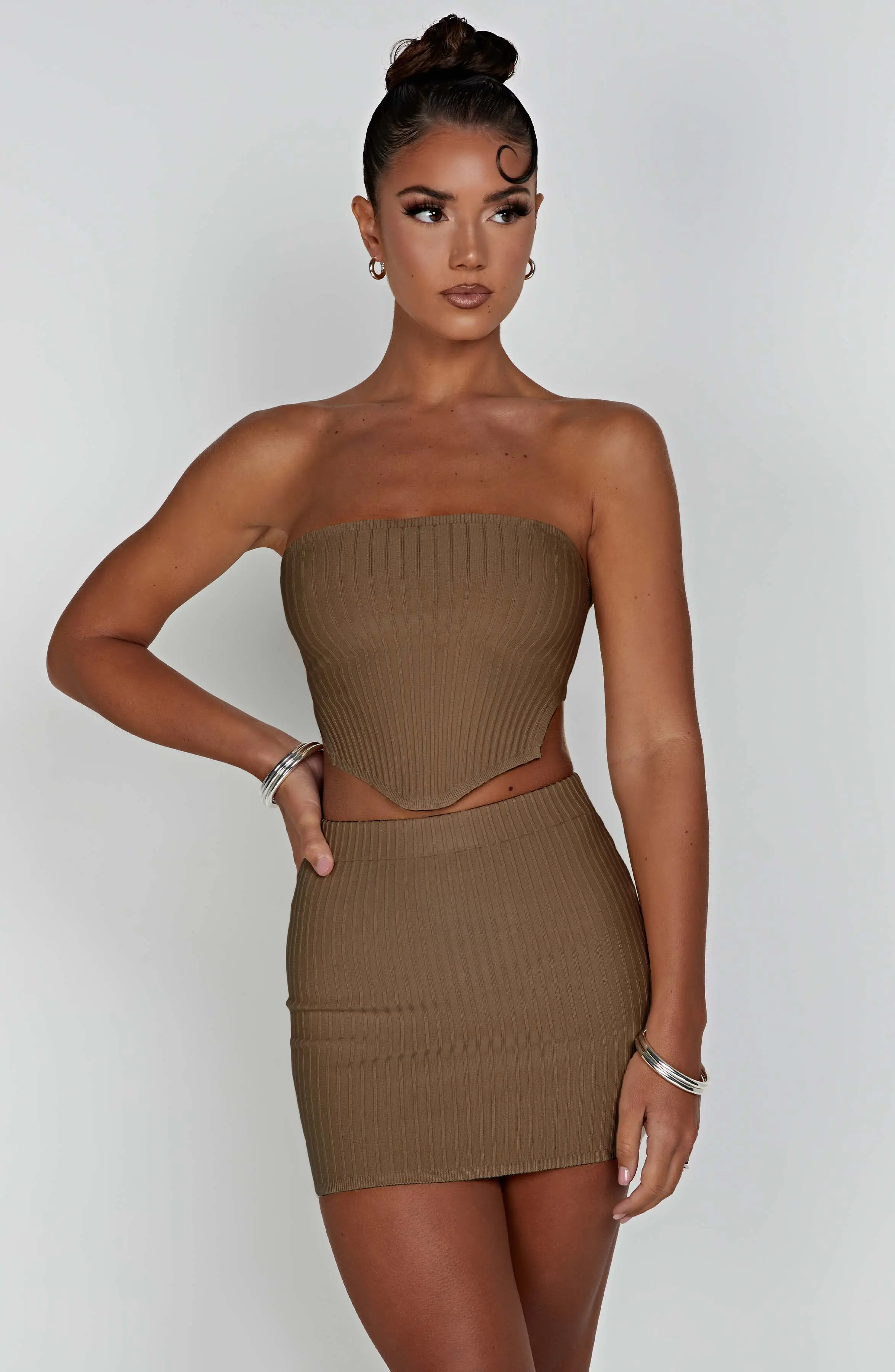 Jaz Mini Skirt - Mocha - Image 11