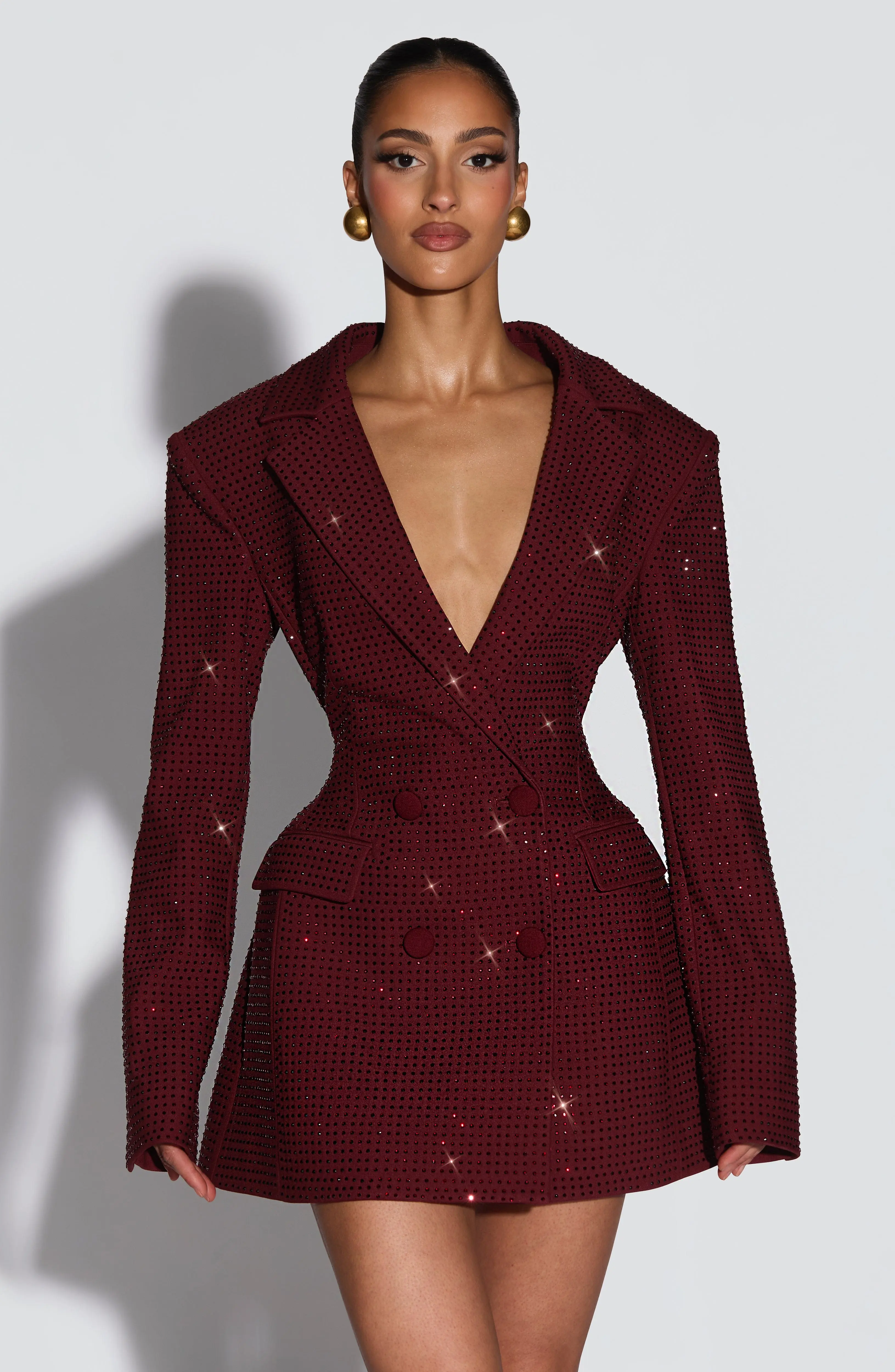 Elvira Mini Dress - Burgundy Sparkle - Image 7