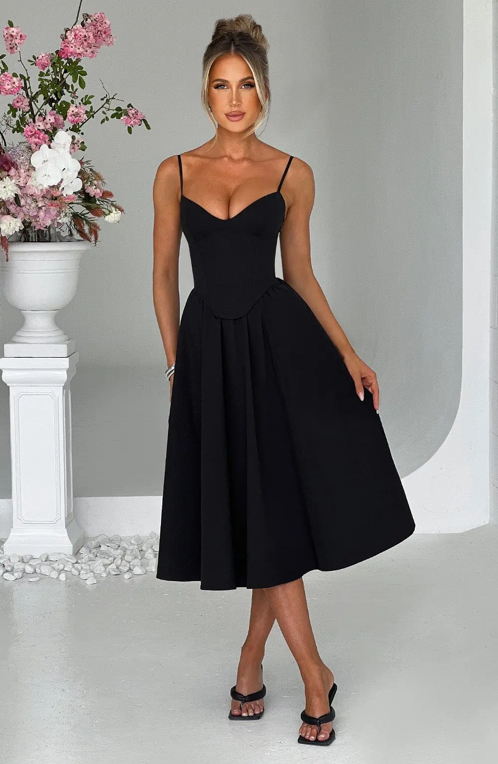Mariella Midi Dress - Black - Image 4