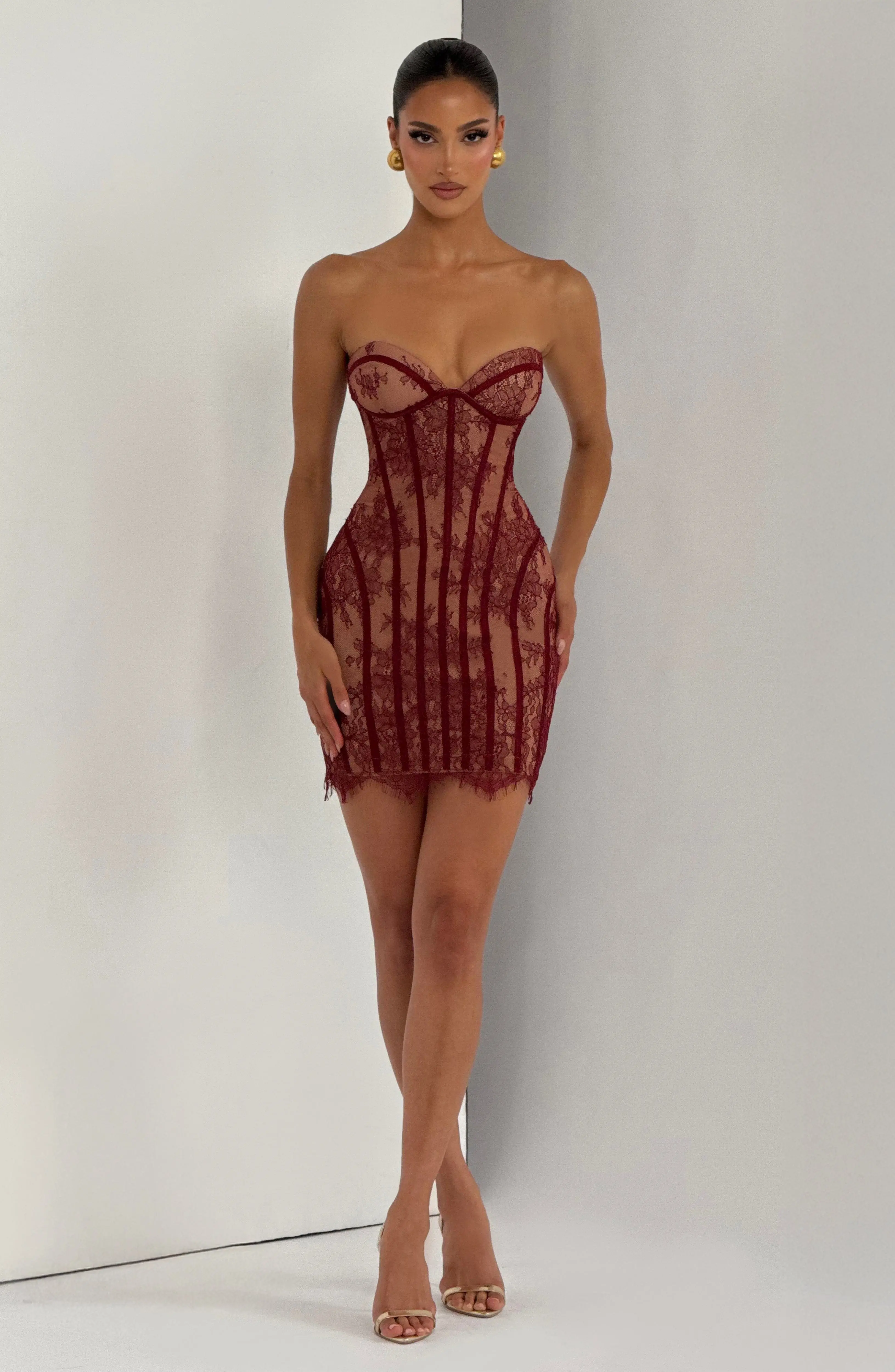 Sian Mini Dress - Burgundy - Image 8