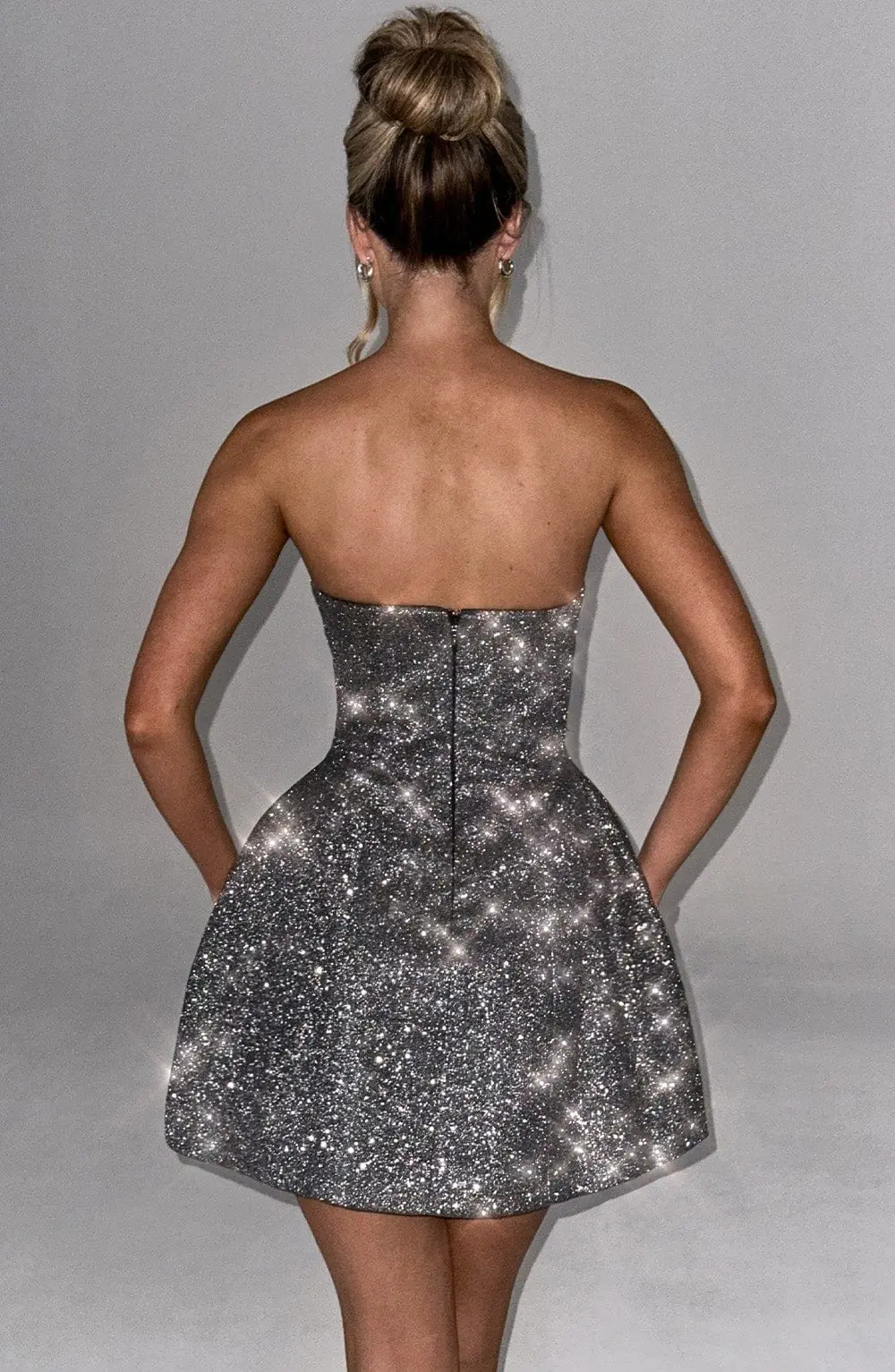 Alice Mini Dress - Grey Sparkle - Image 7