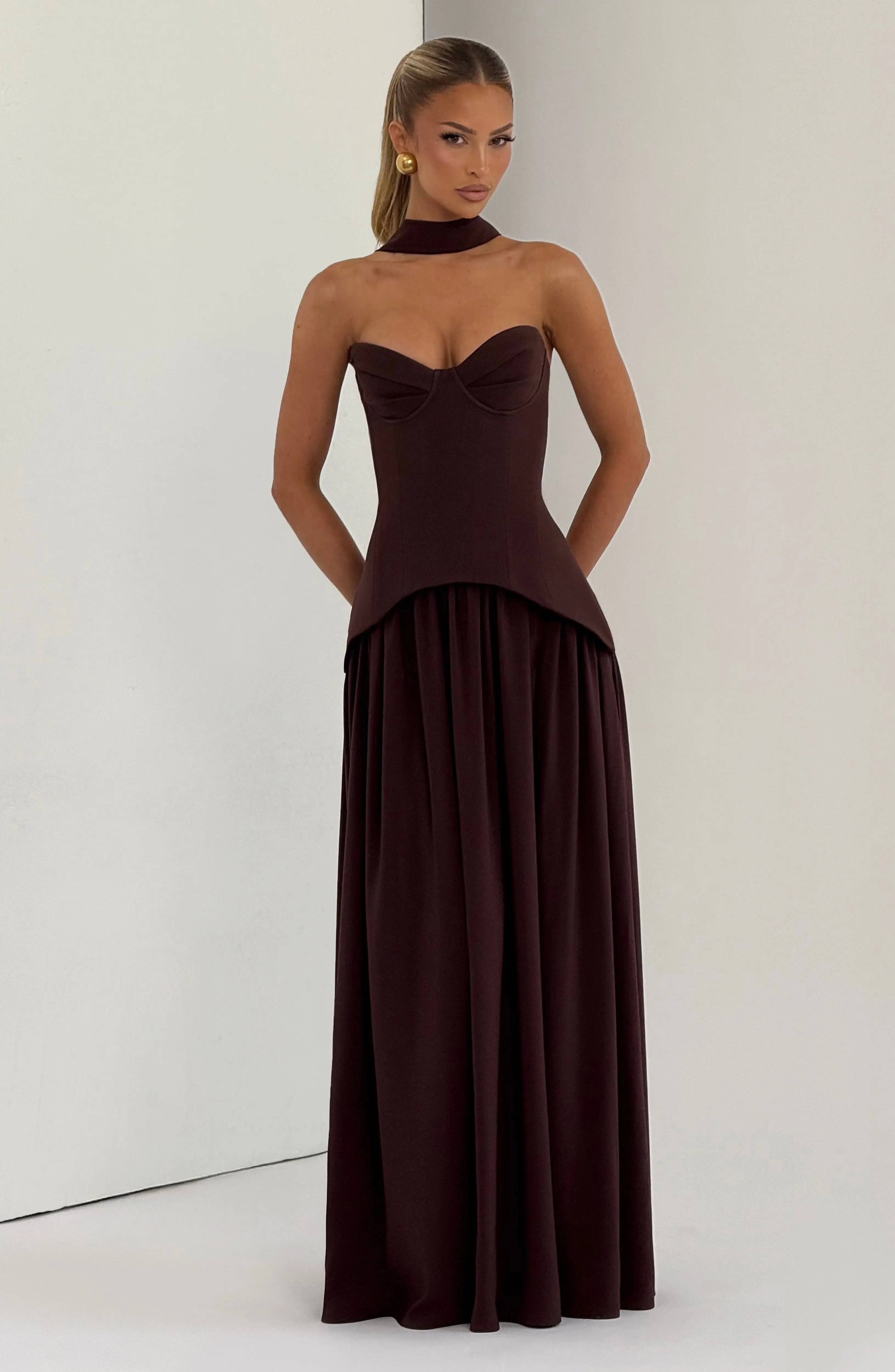 Vietta Maxi Dress - Plum Brown - Image 11