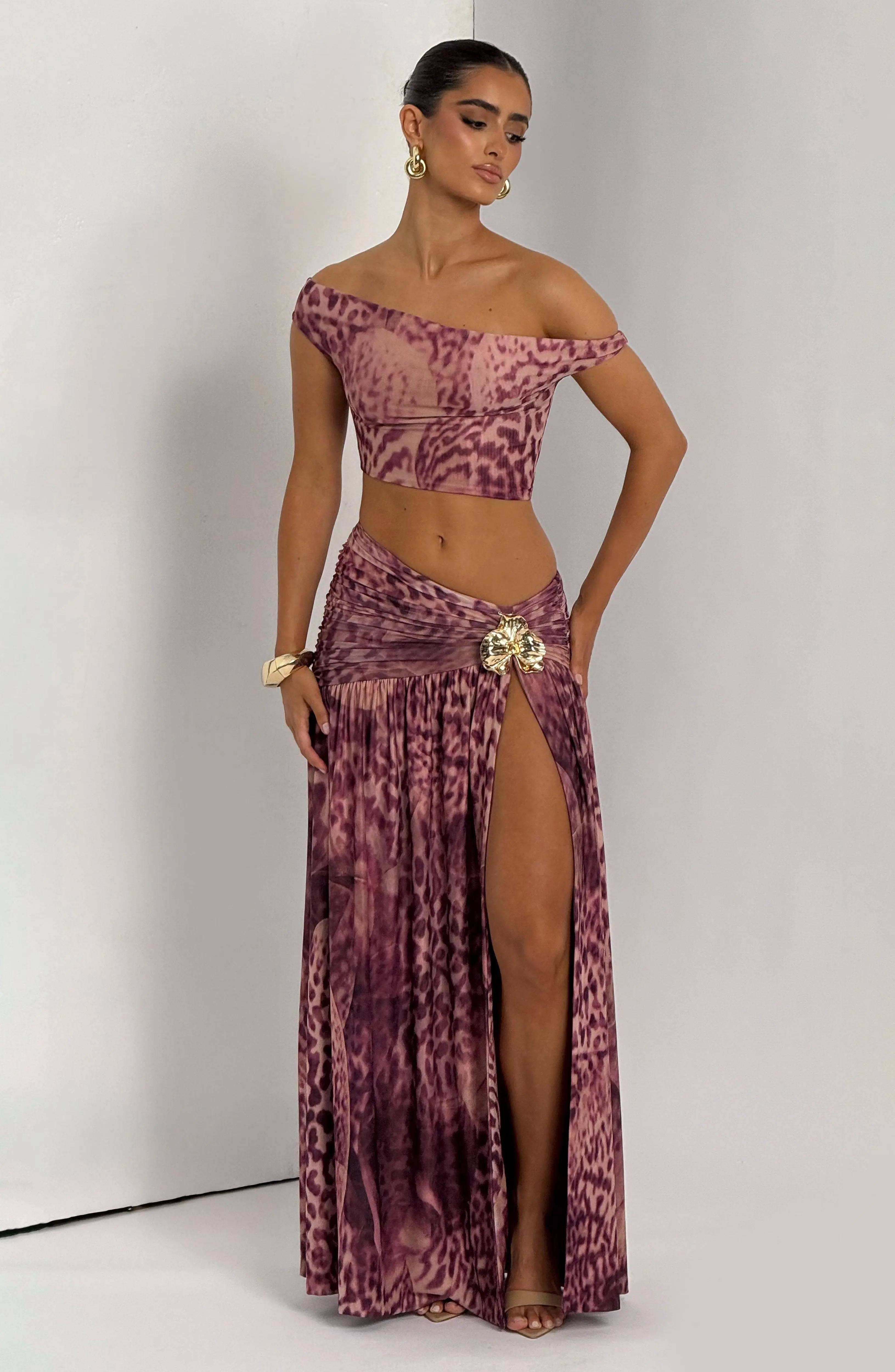 Saira Maxi Skirt - Magenta Orchid Print - Image 5