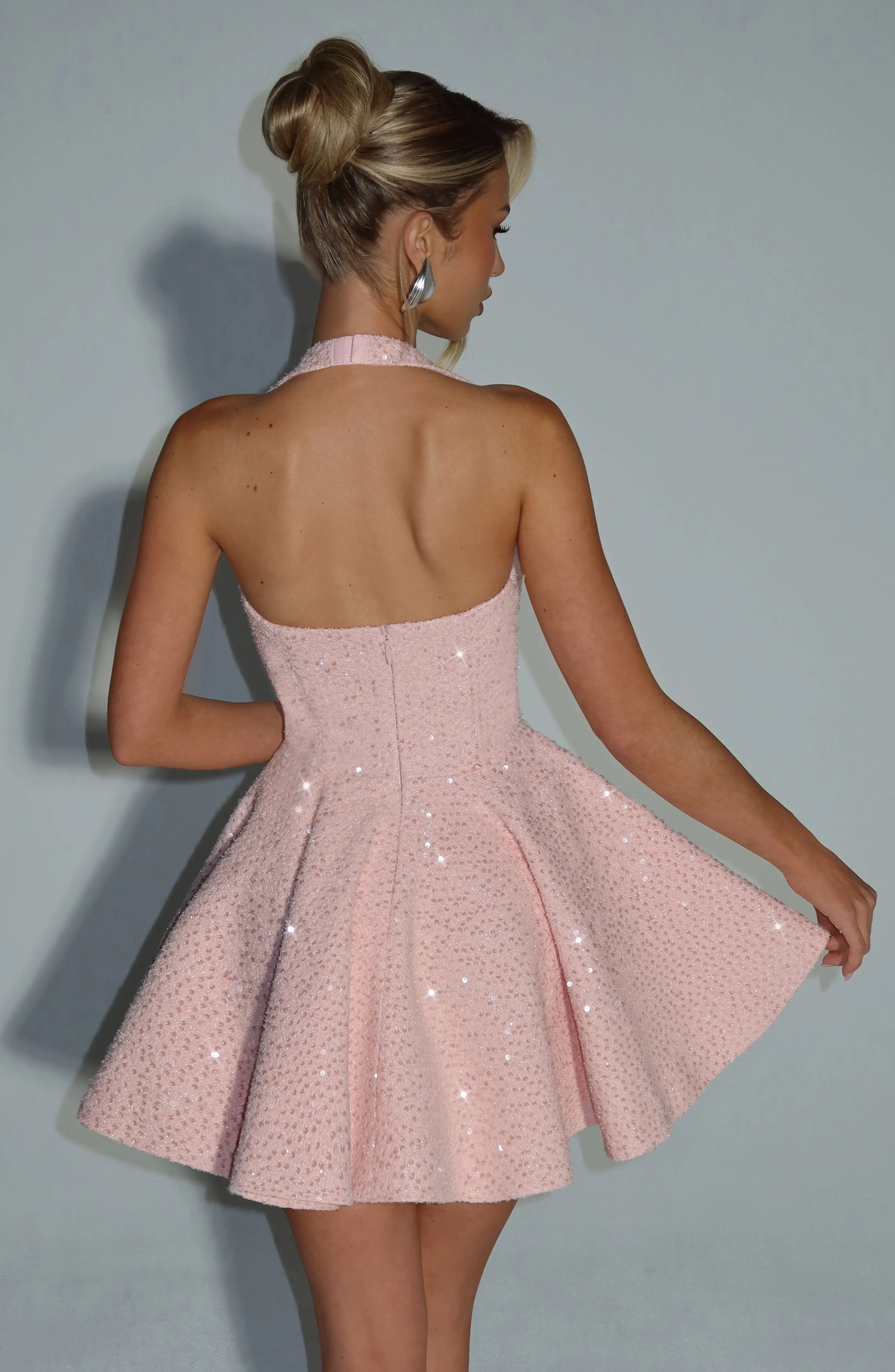 Georgette Mini Dress - Blush - Image 5