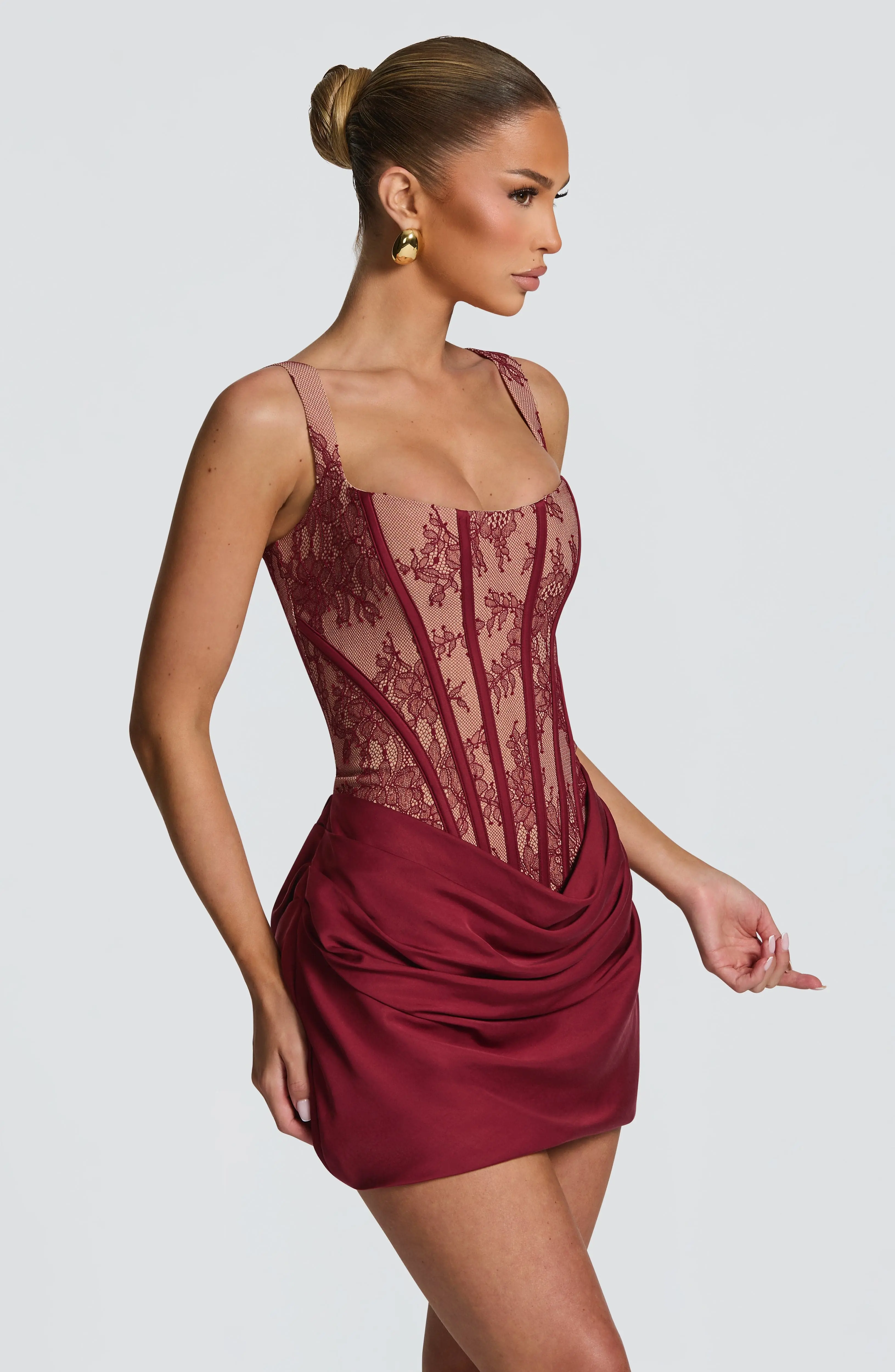 Cornelia Mini Dress - Burgundy Lace - Image 5