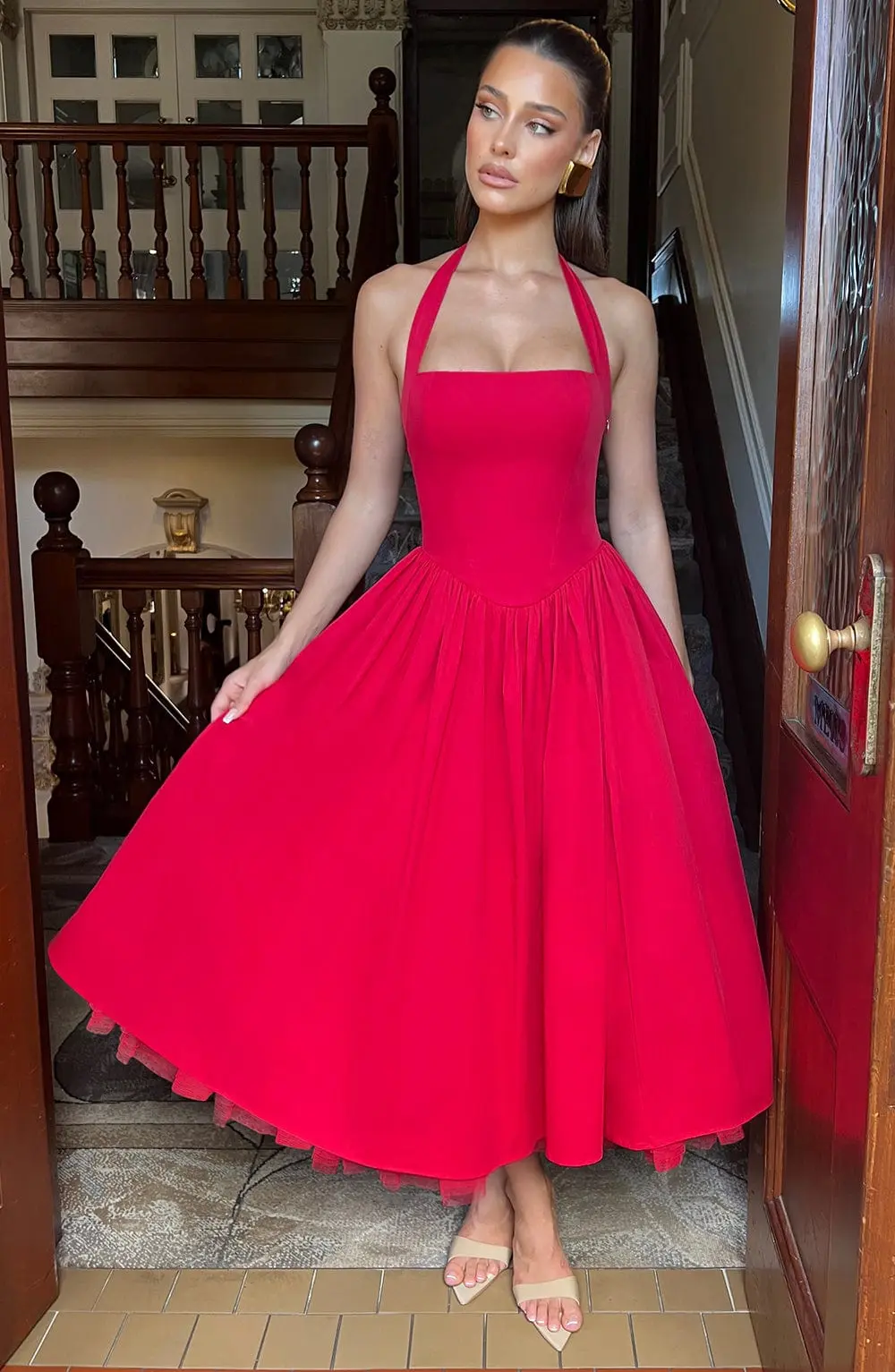 Cressida Midi Dress - Red - Image 6