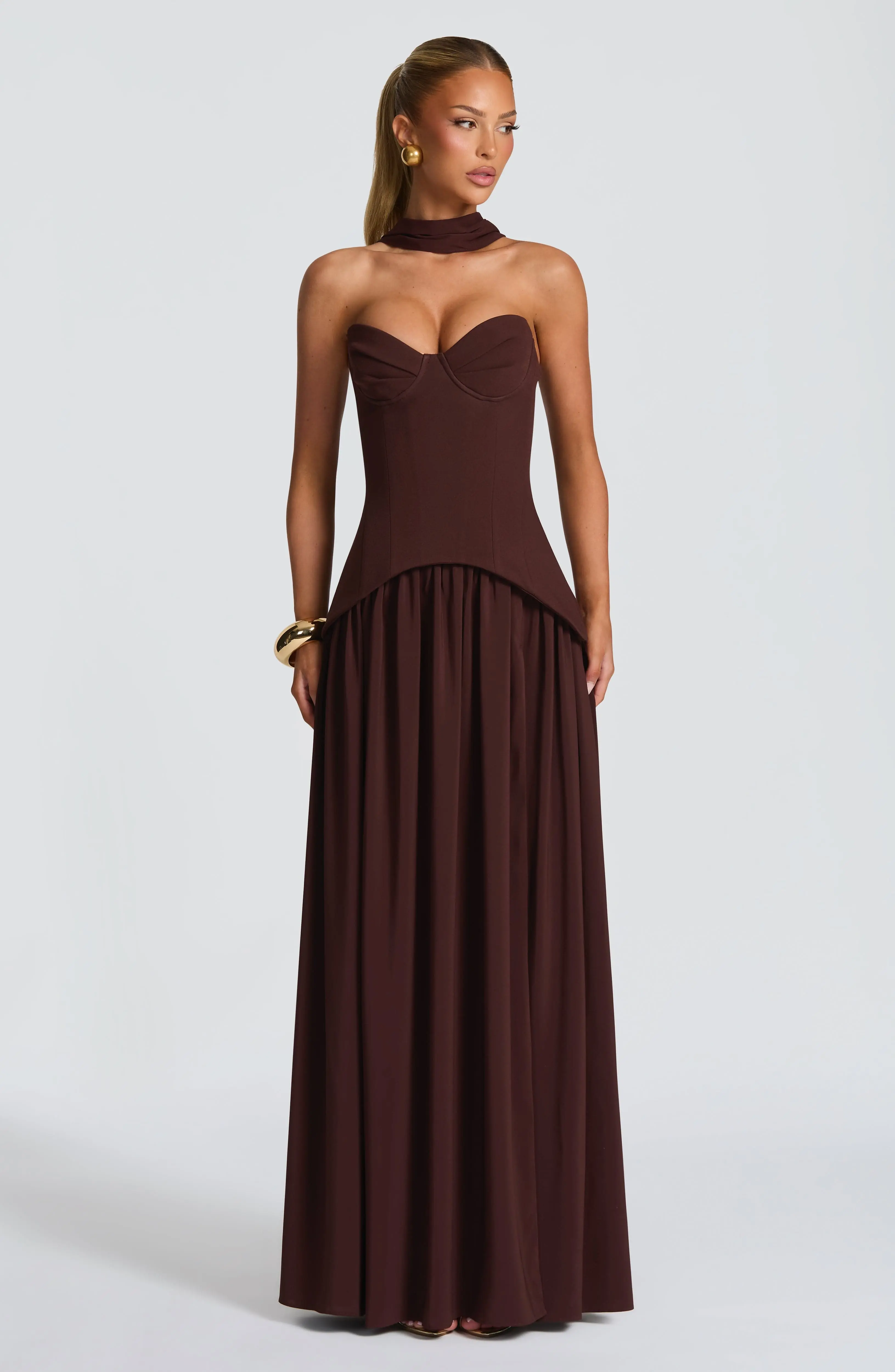 Vietta Maxi Dress - Plum Brown - Image 4