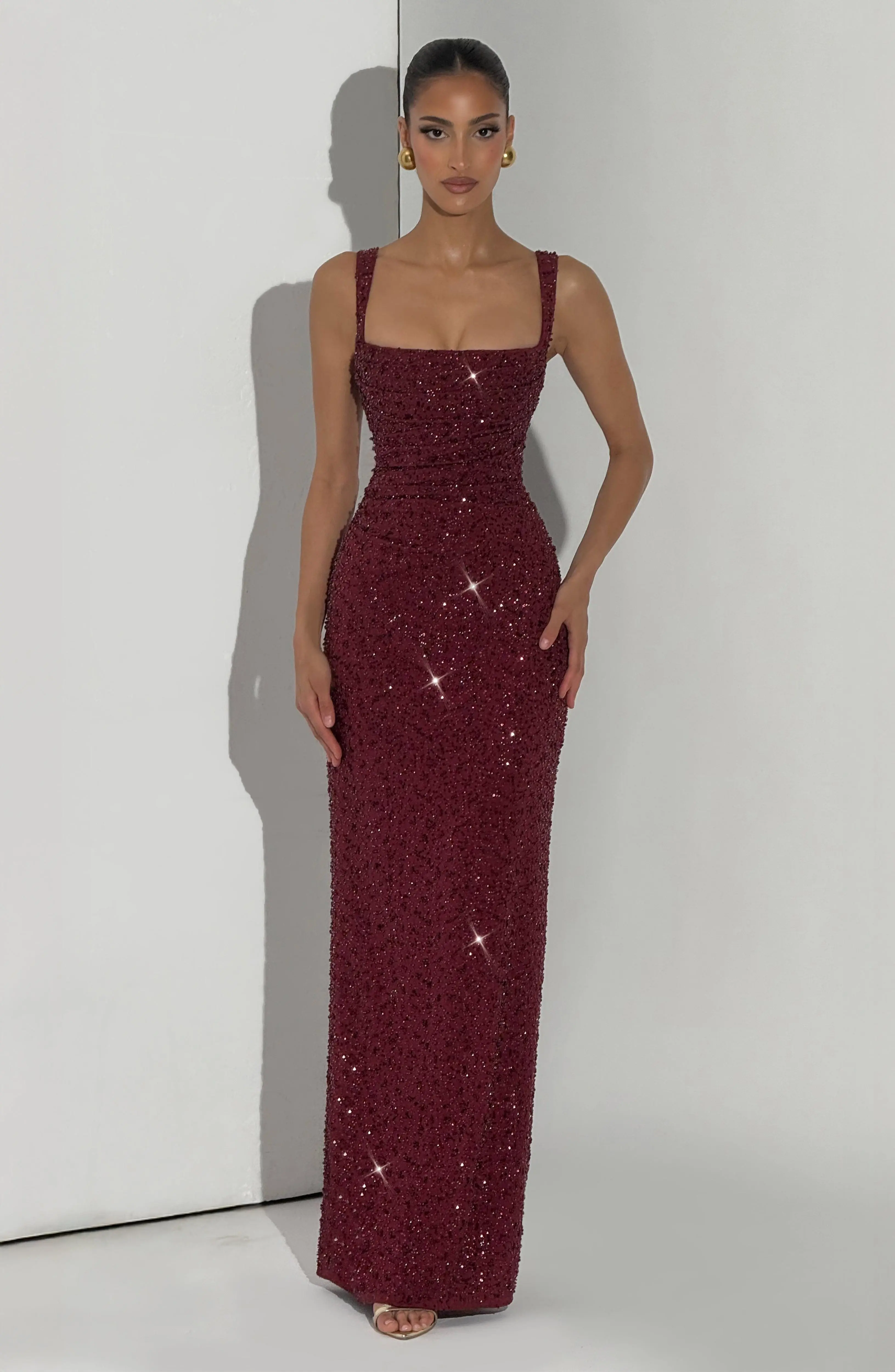 Calanthe Maxi Dress - Burgundy Sparkle - Image 6