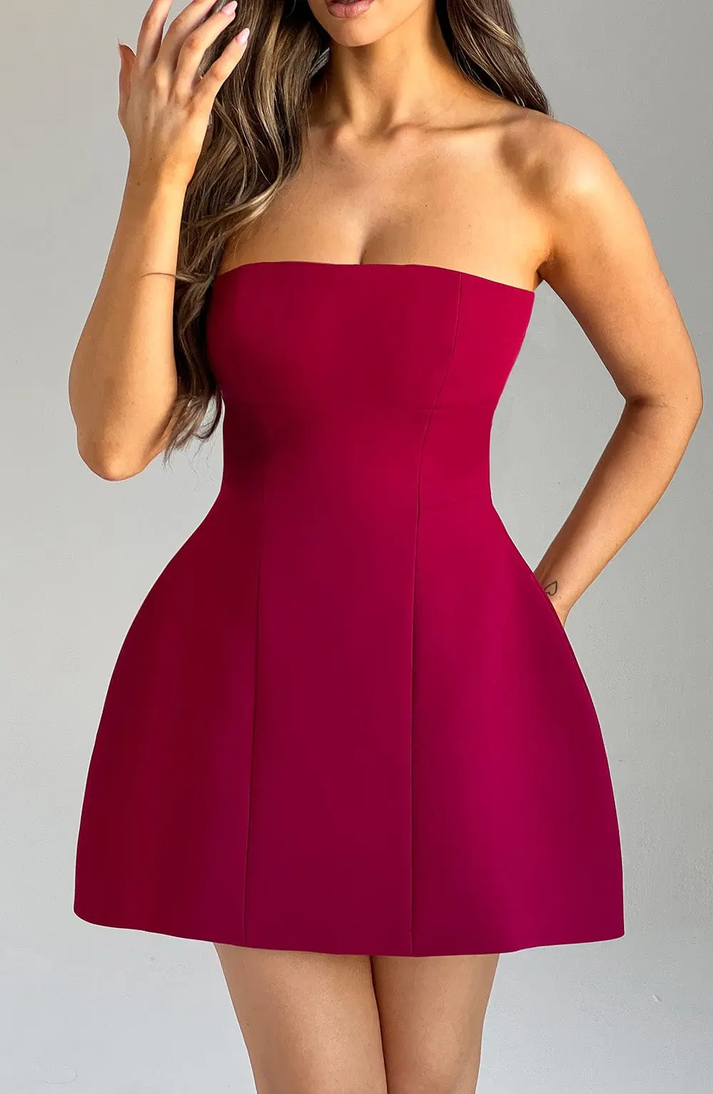 Asha Mini Dress - Wine - Image 2