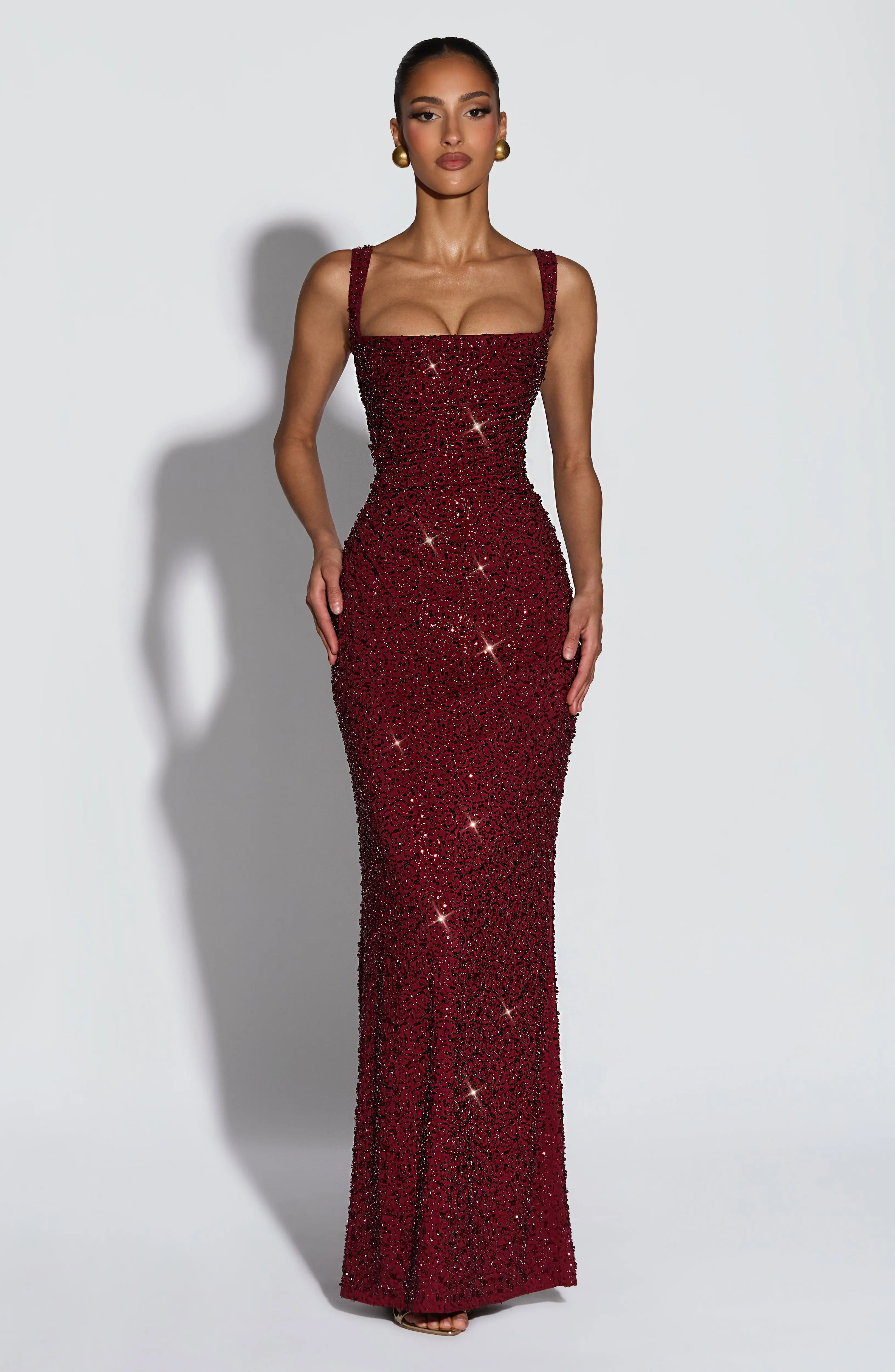 Calanthe Maxi Dress - Burgundy Sparkle - Image 4