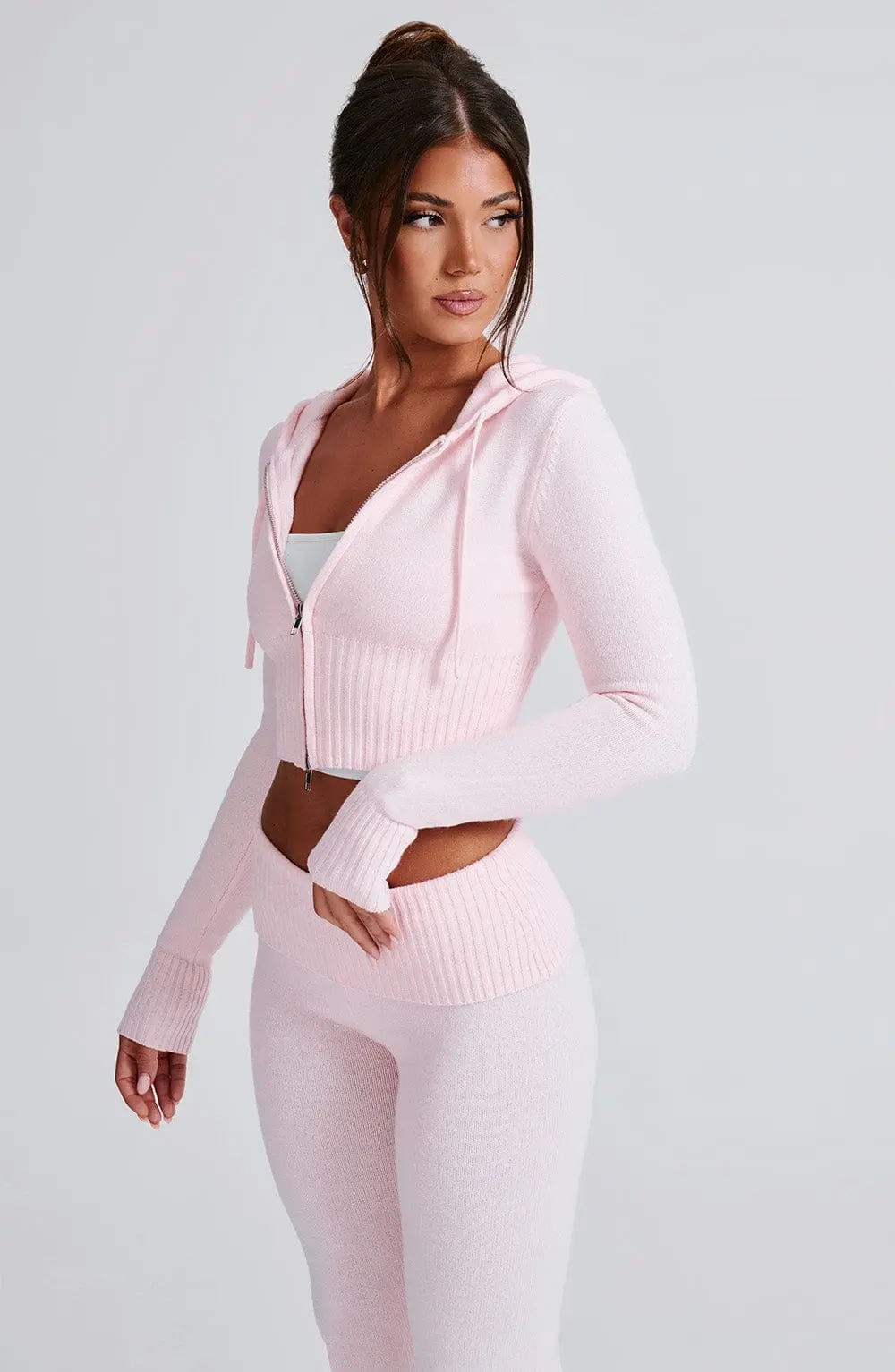 Portia Knit Hoodie - Pink - Image 12