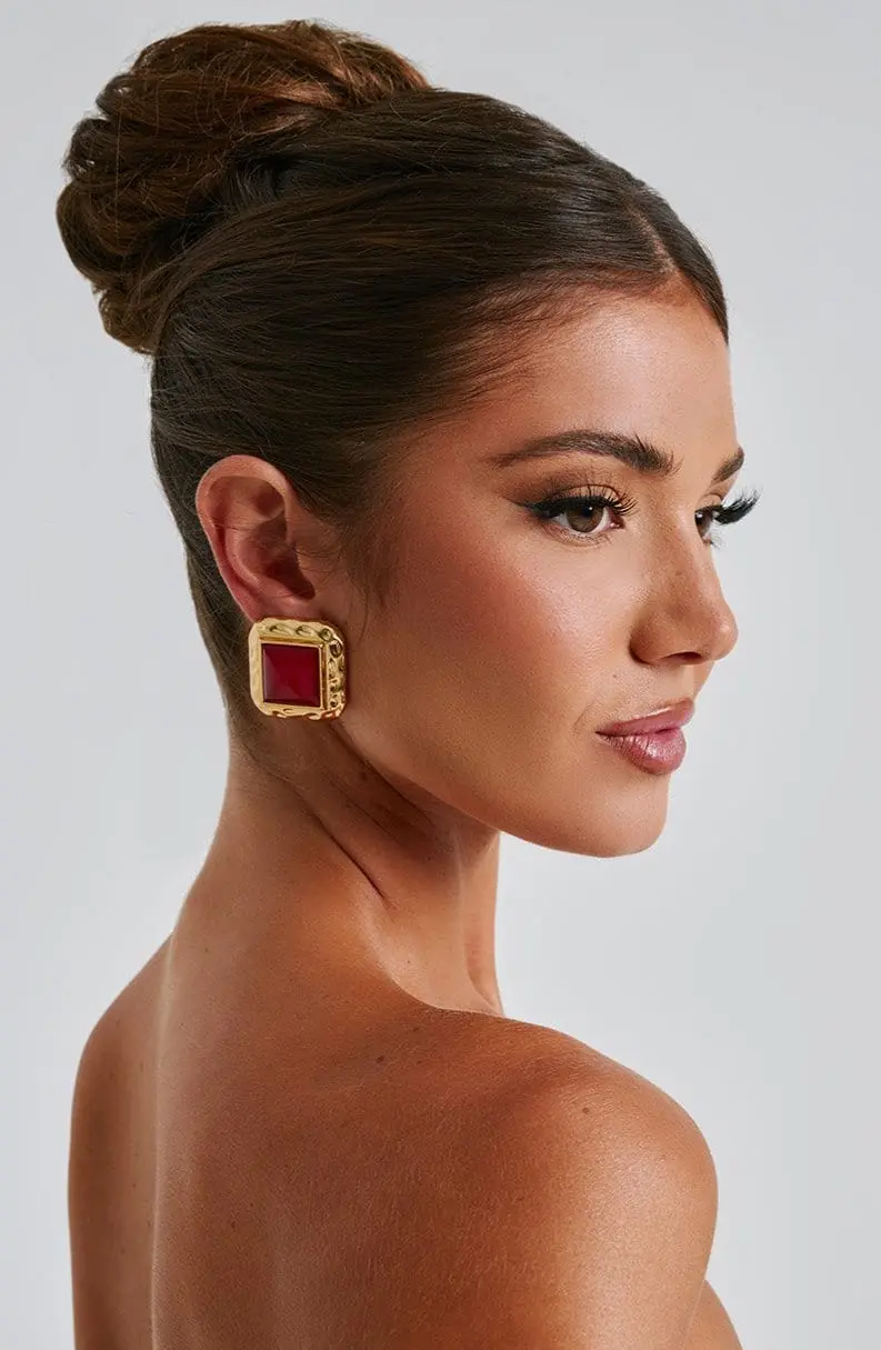 Kennedy Earrings - Red/Gold - Image 2