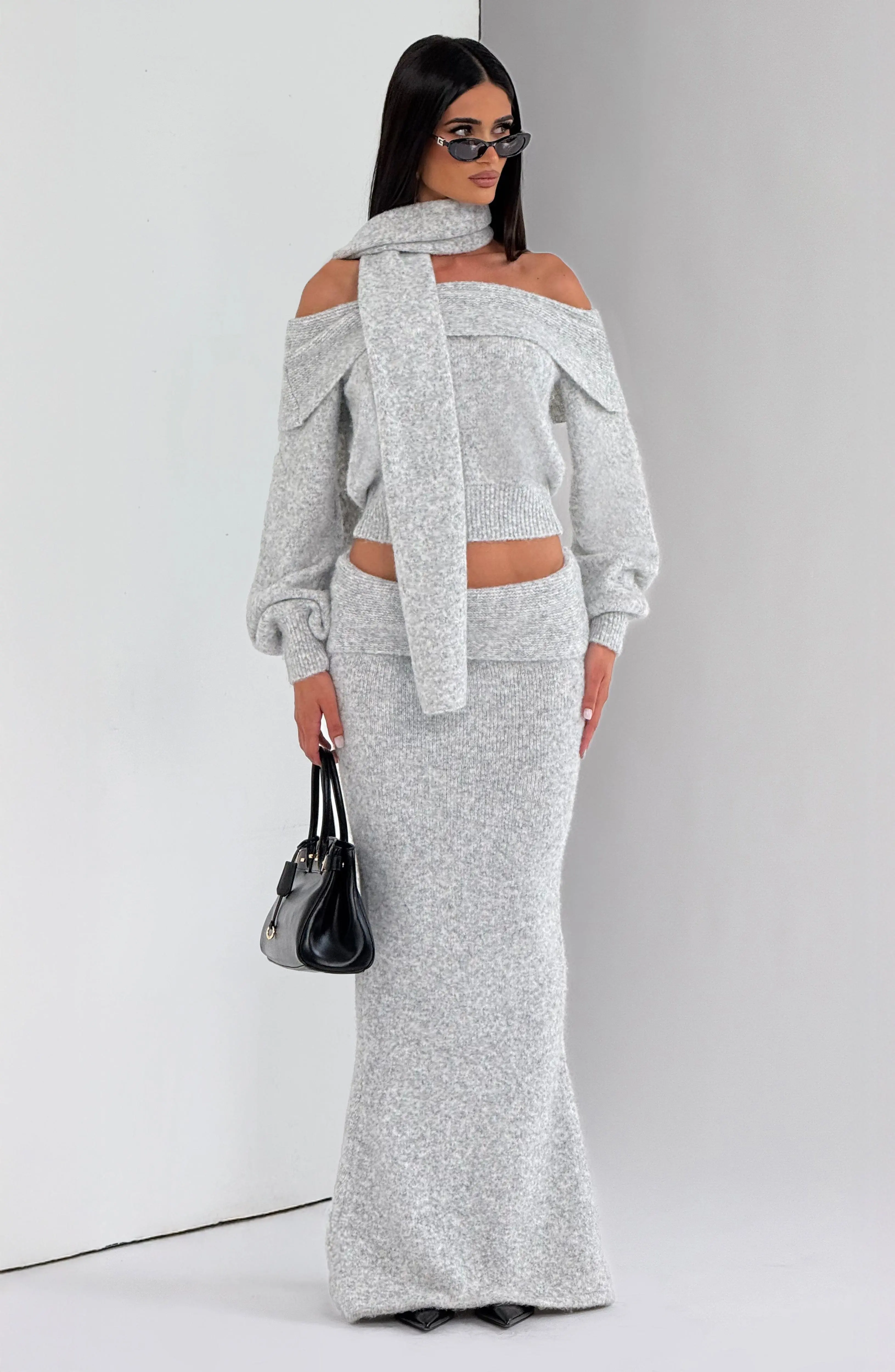 Andie Maxi Skirt - Light Grey Marl - Image 8