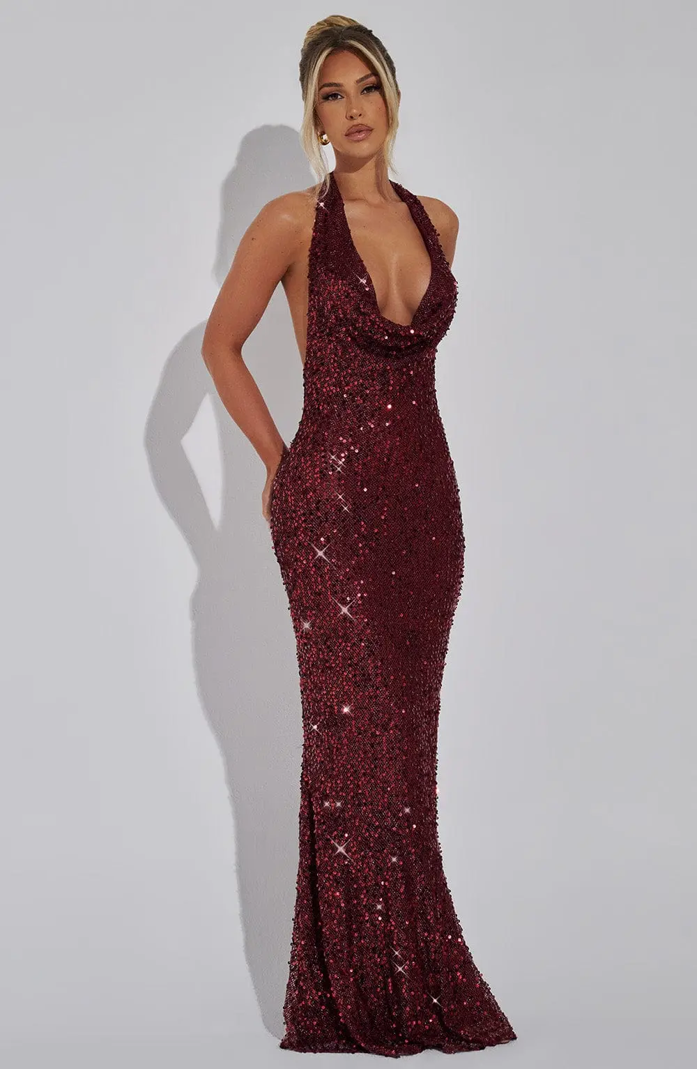 Lorena Maxi Dress - Wine Lined - Image 3