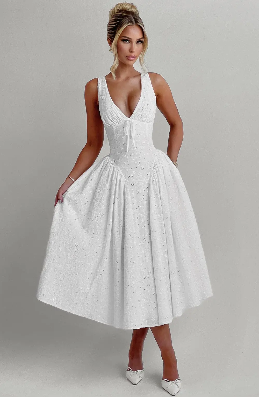 Monroe Midi Dress - Ivory - Image 8