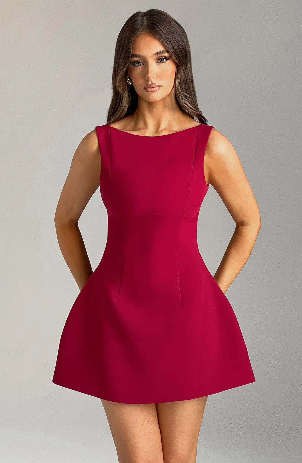 Alana Mini Dress - Wine - Image 7