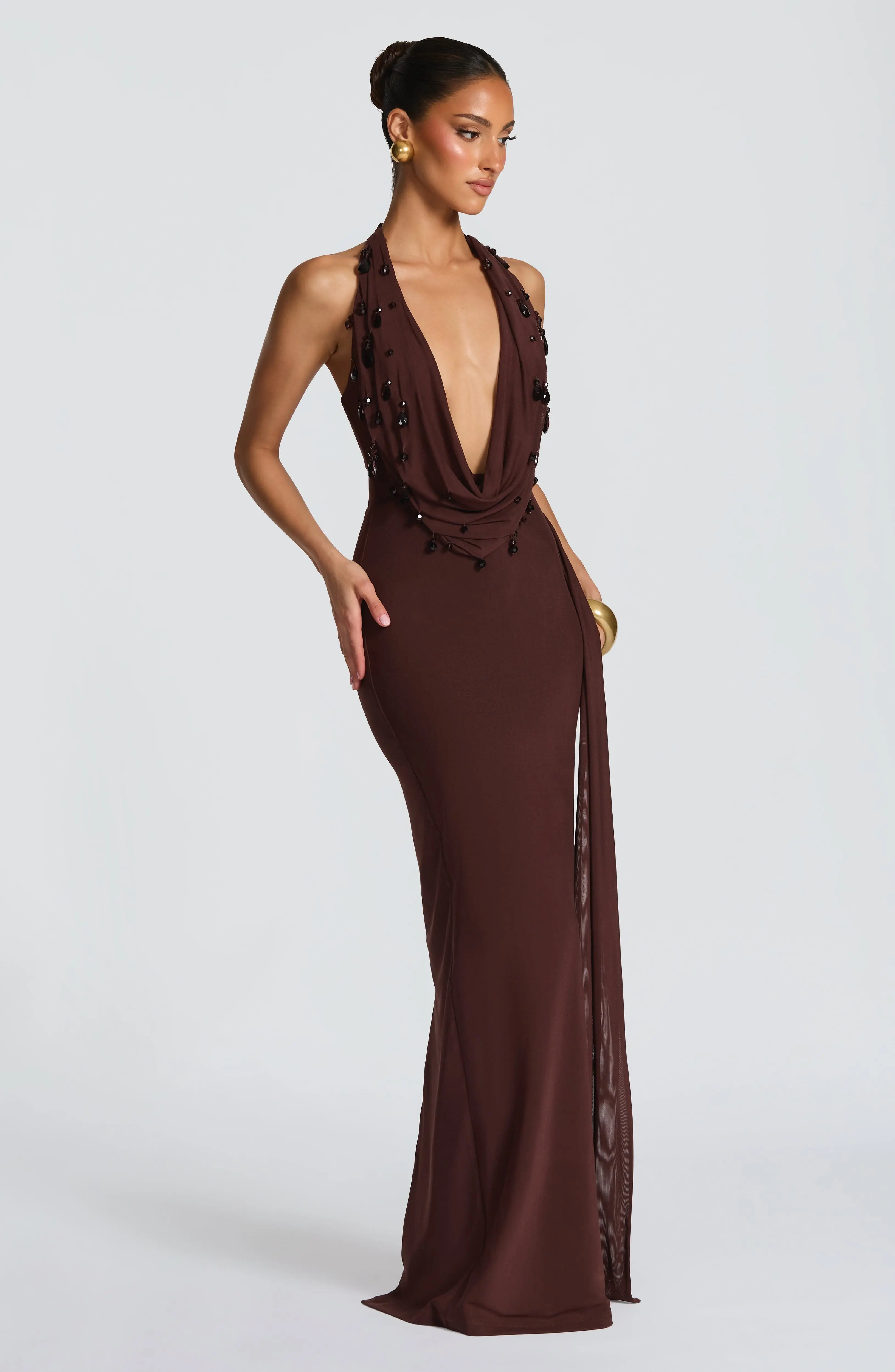 Fabia Maxi Dress - Plum Brown - Image 7