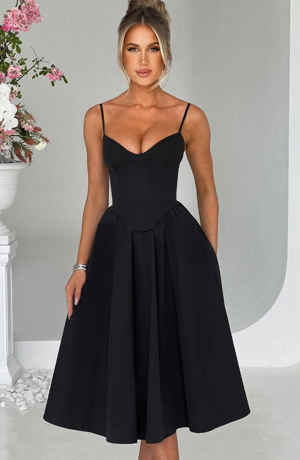 Mariella Midi Dress - Black - Image 3