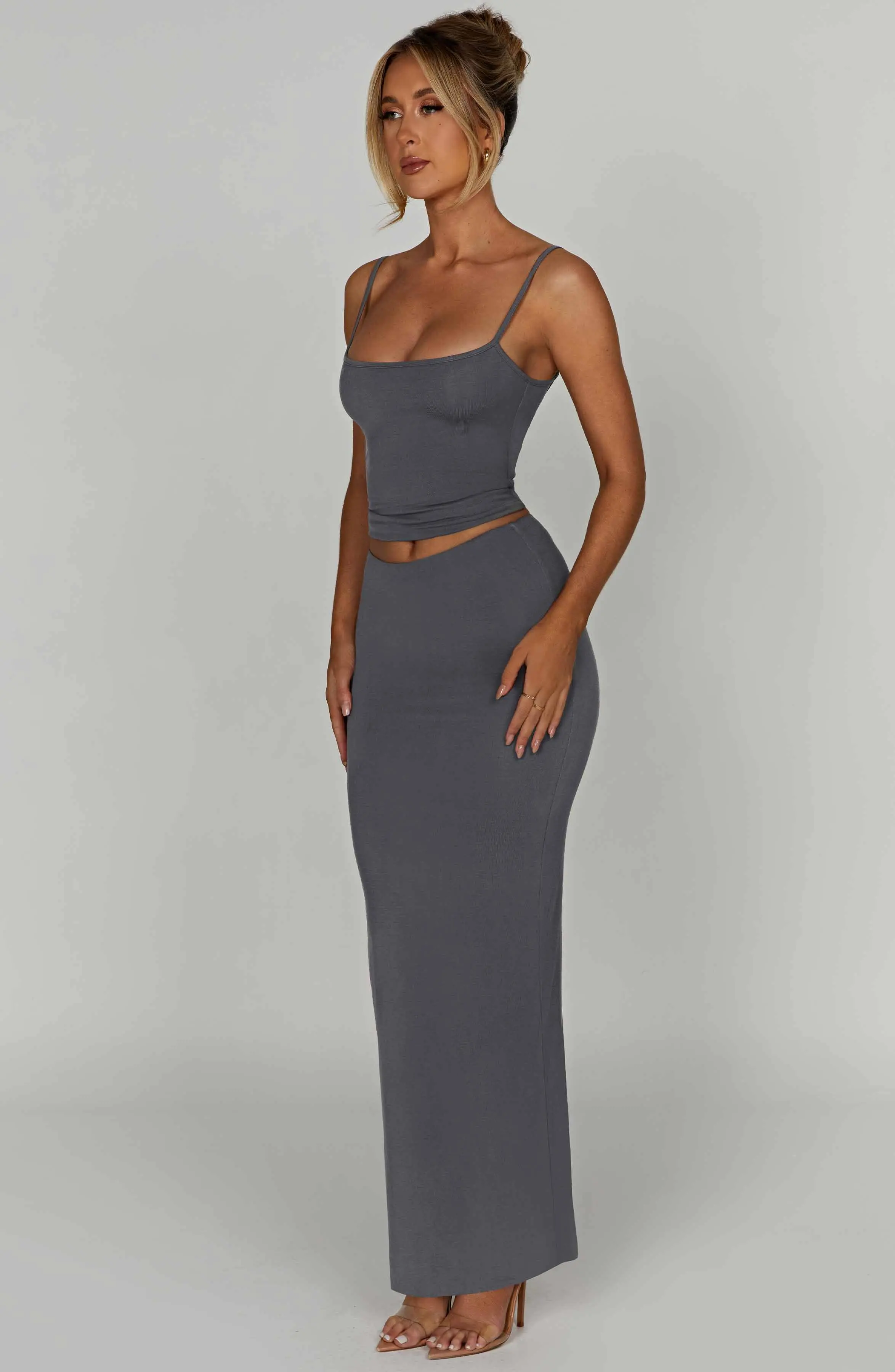 Yazmin Maxi Skirt - Charcoal - Image 3