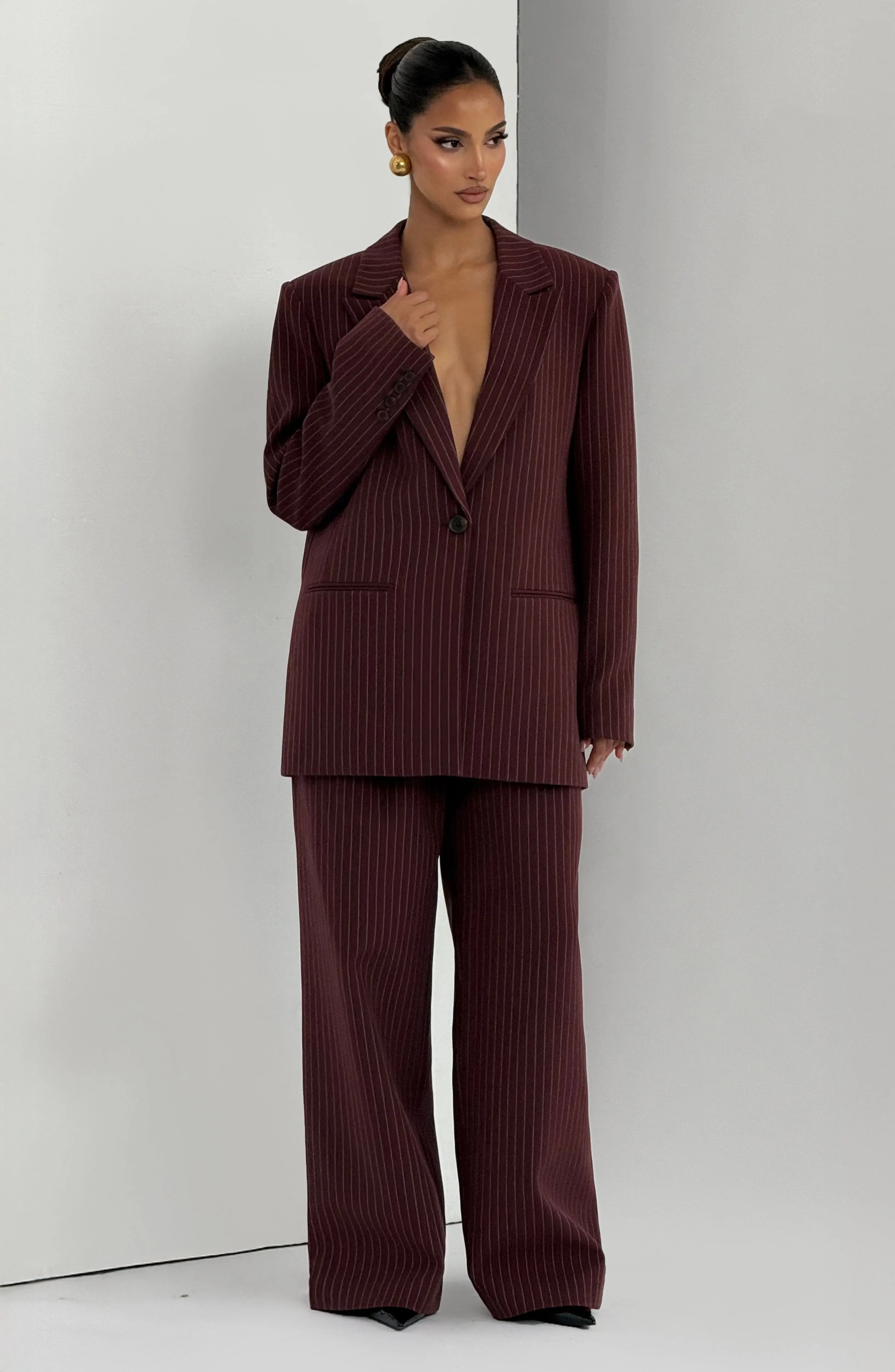 Kirsty Pants - Burgundy Pinstripe - Image 8