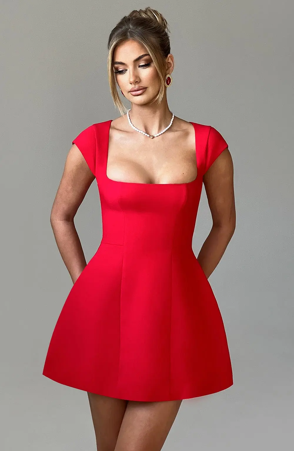 Lena Mini Dress - Red - Image 11