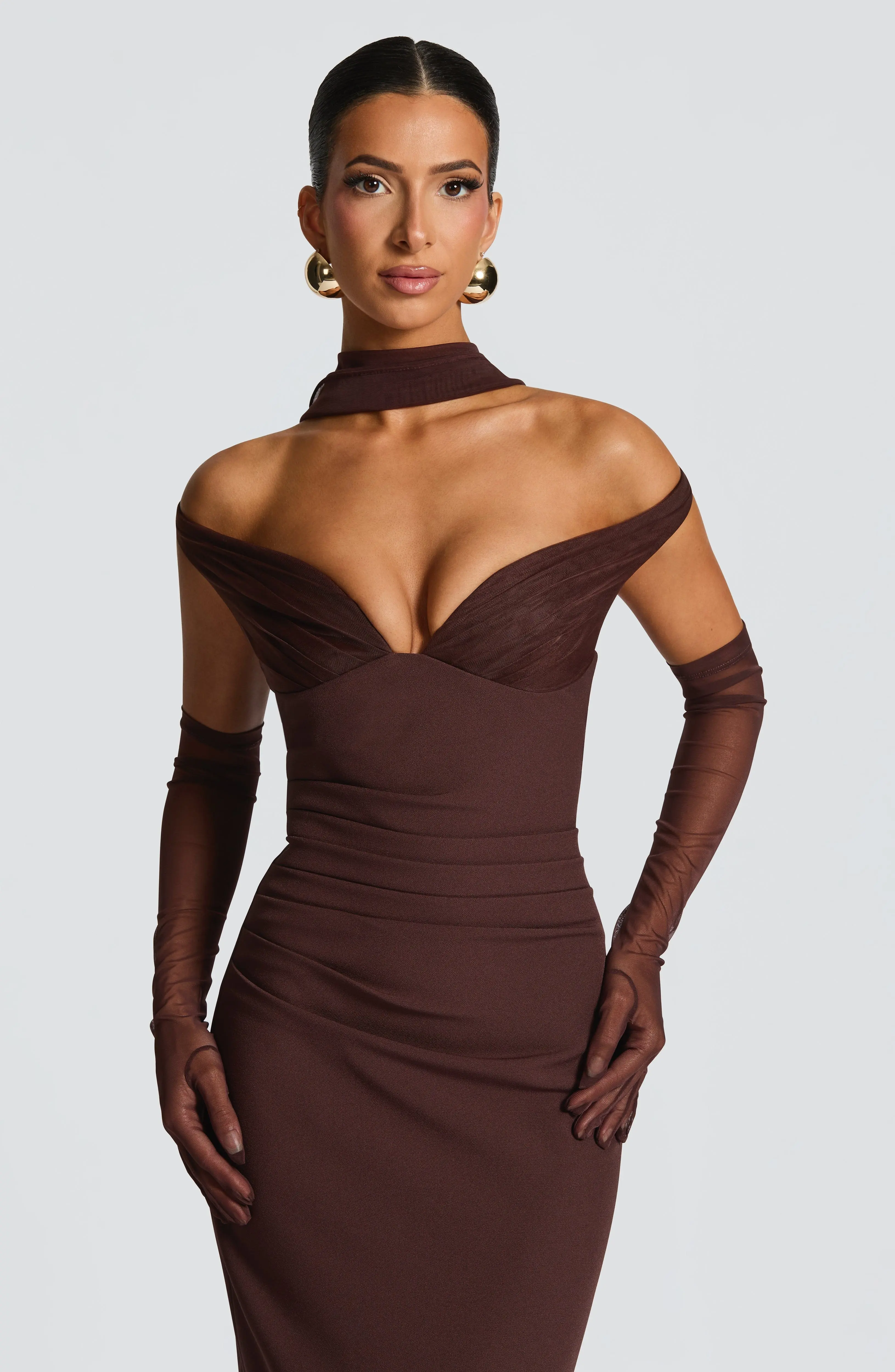 Abigail Maxi Dress - Plum Brown - Image 11