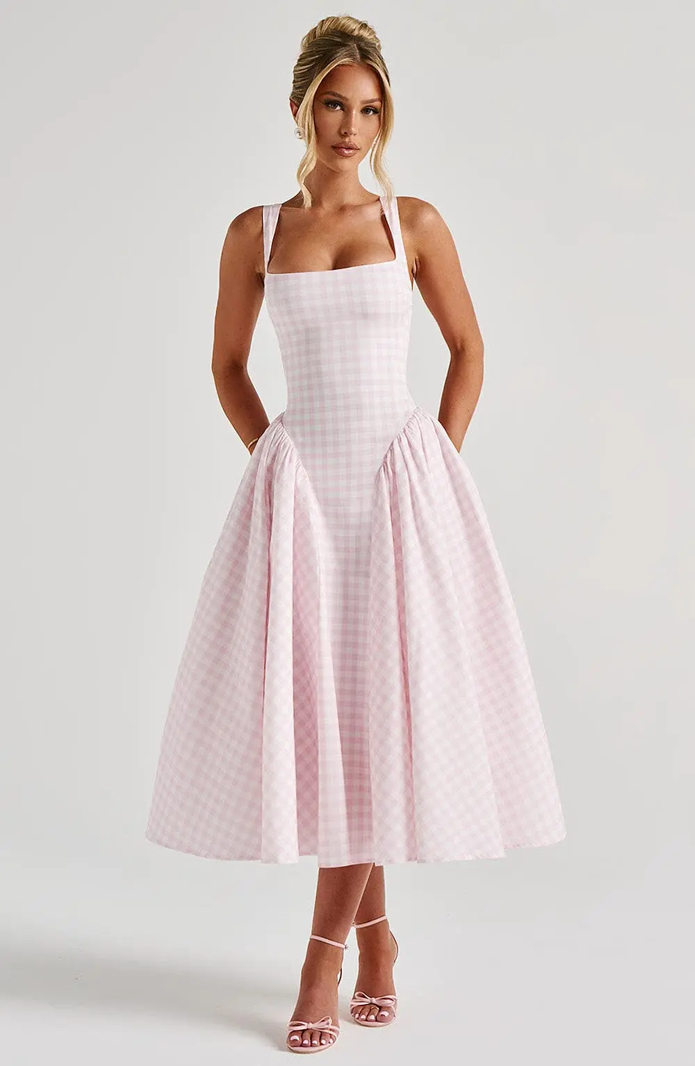Sherrie Midi Dress - Blush Gingham - Image 6