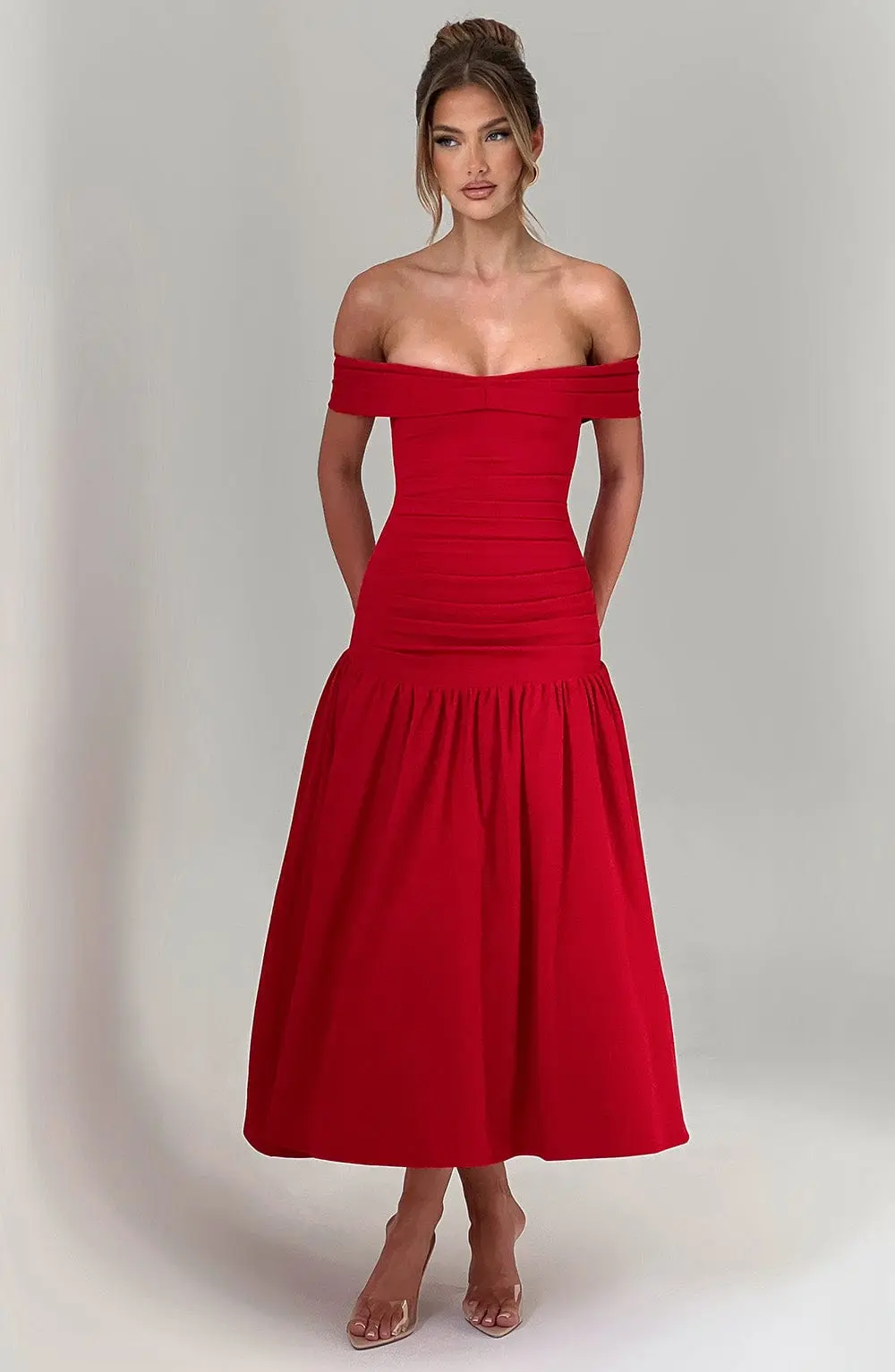 Wilhelmina Midaxi Dress - Red - Image 5