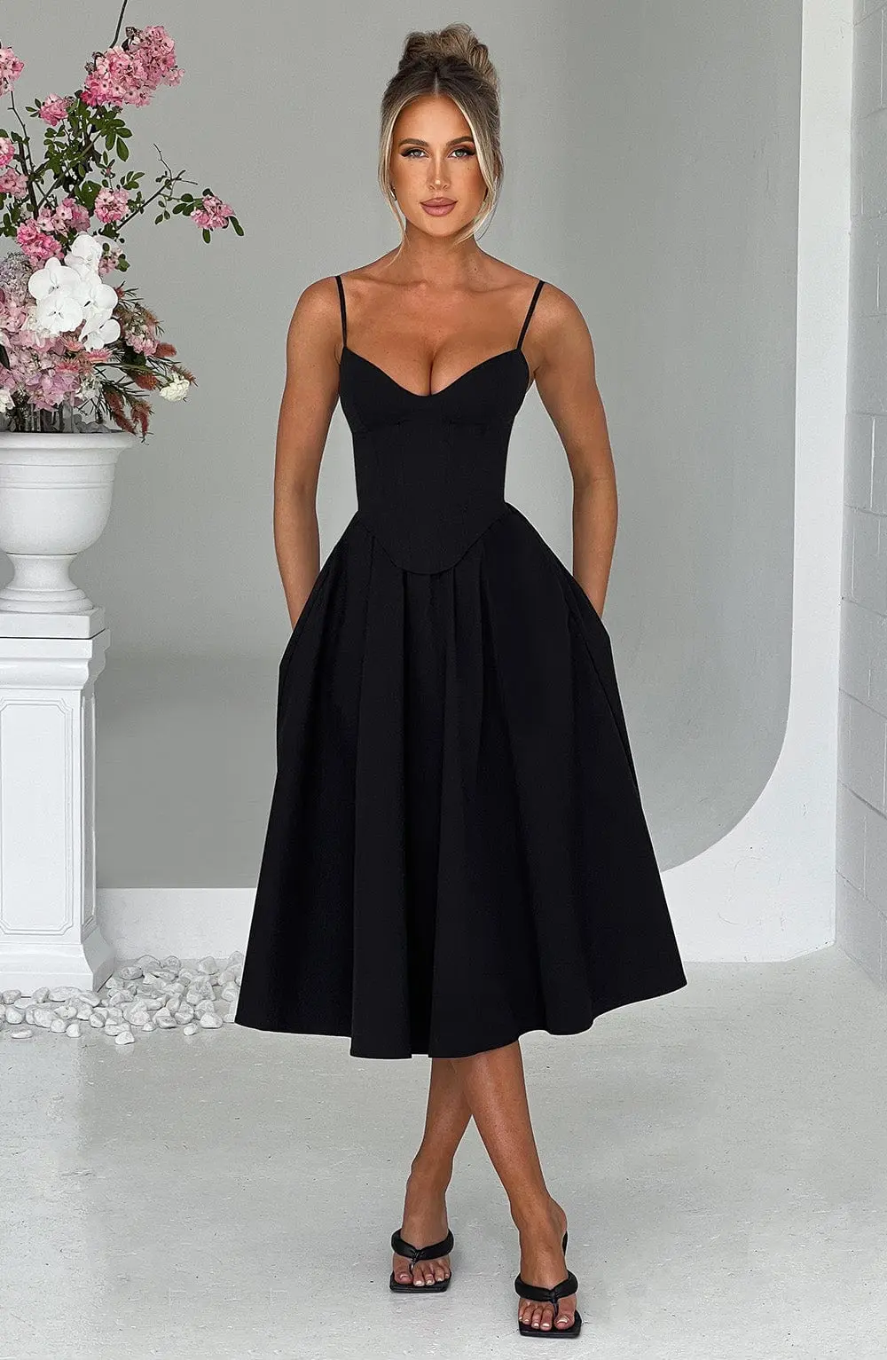 Mariella Midi Dress - Black - Image 2