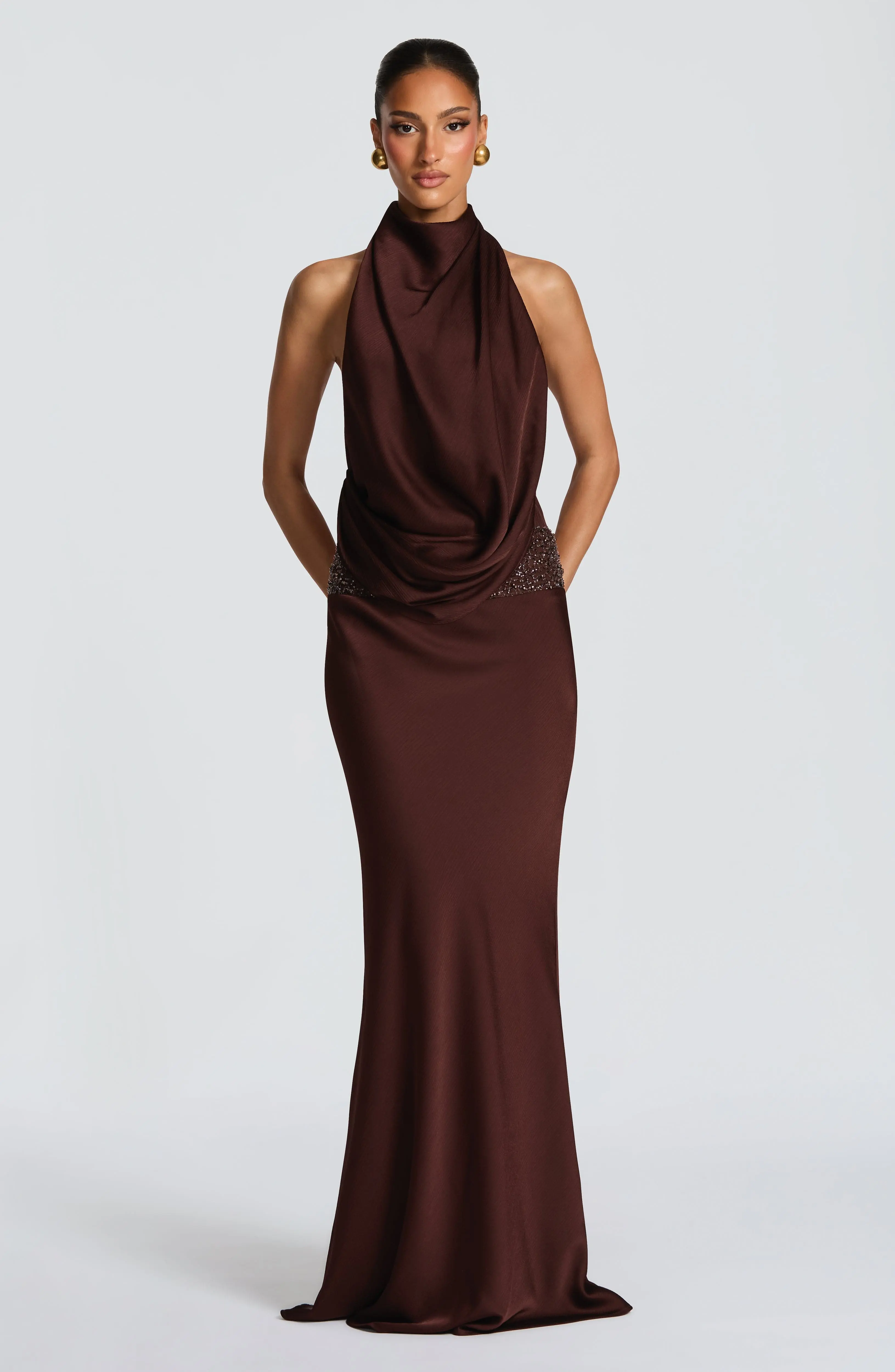 Armelle Maxi Dress - Plum Brown - Image 3
