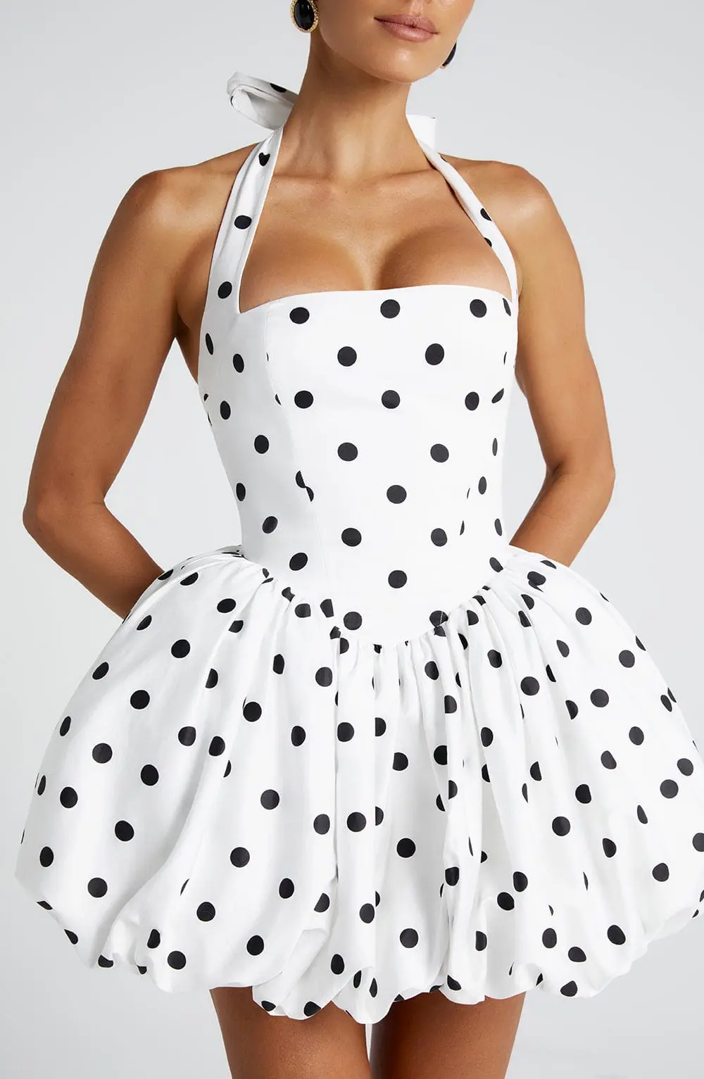 Maricia Mini Dress - Black Polka Dot Print - Image 5
