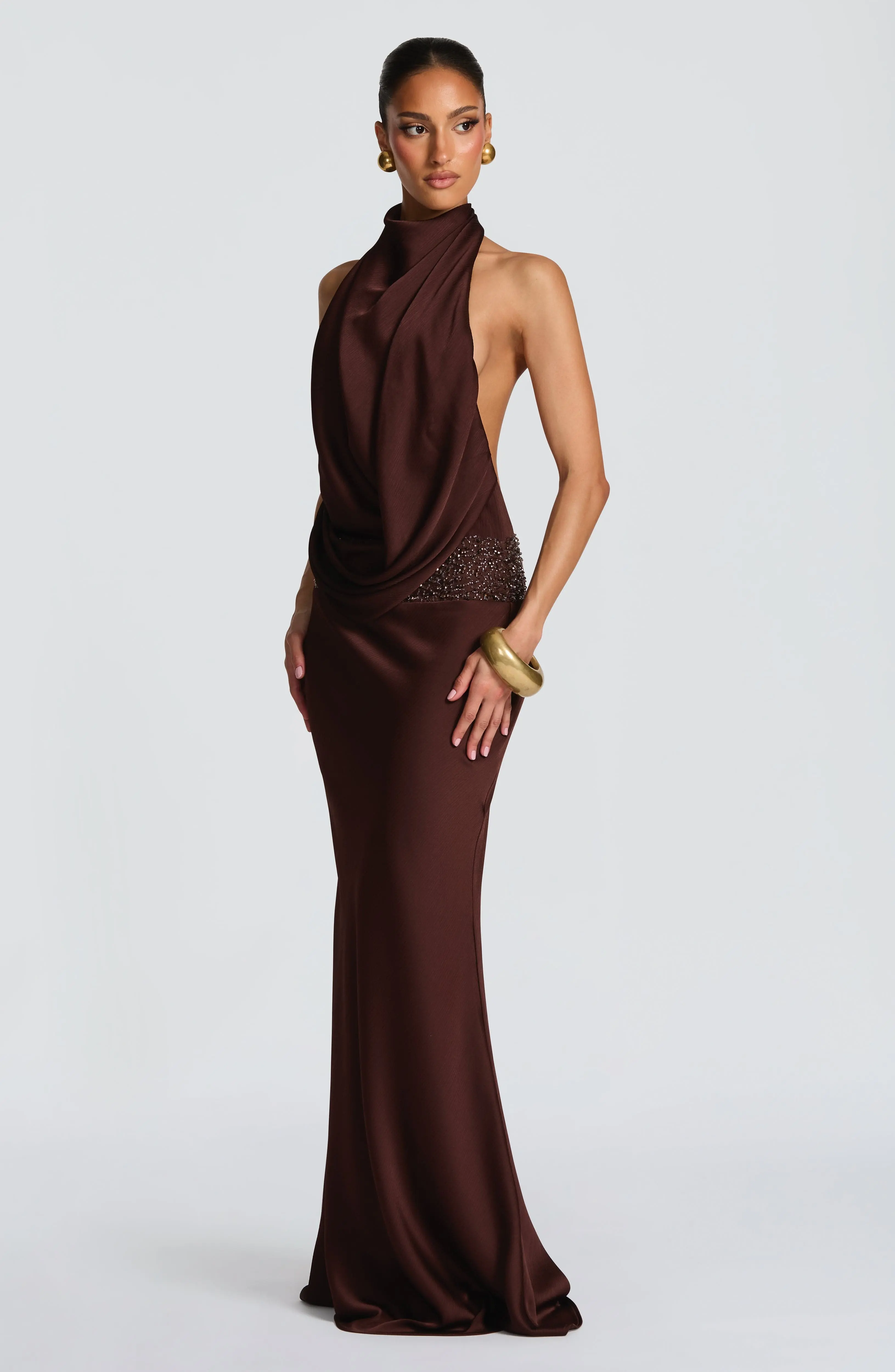 Armelle Maxi Dress - Plum Brown - Image 7