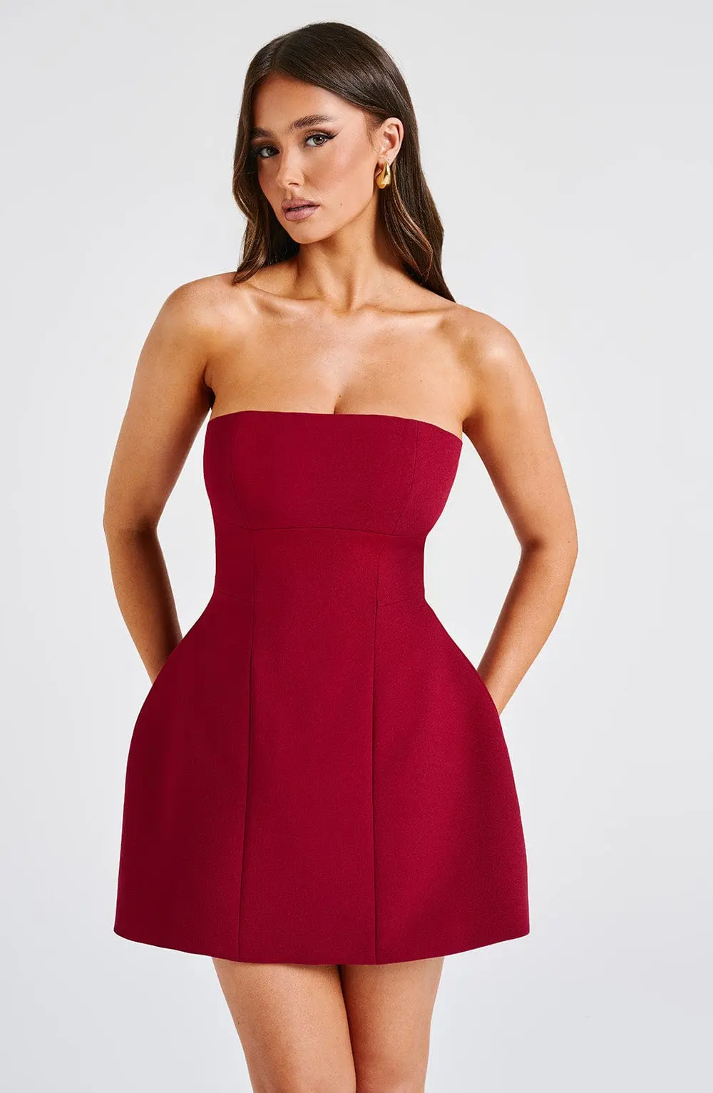 Asha Mini Dress - Wine - Image 8