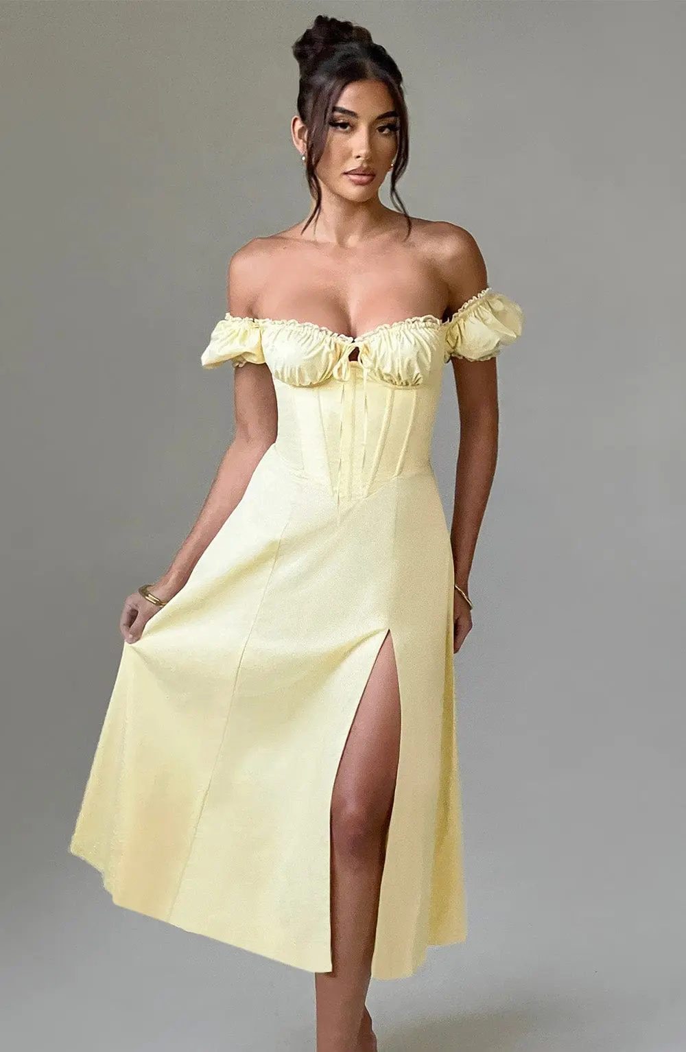 Courtney Midi Dress - Lemon - Image 8