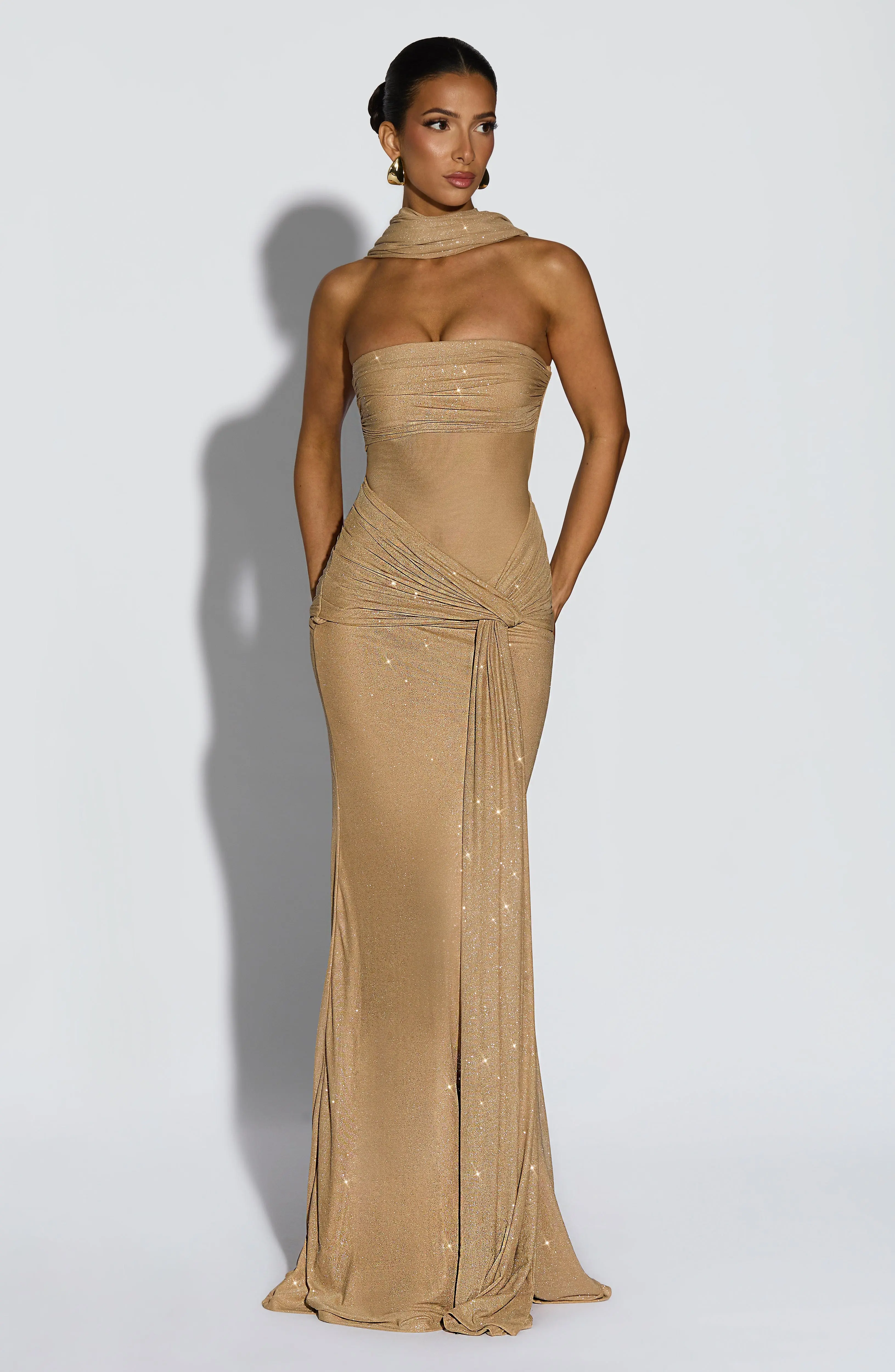 Paula Maxi Dress - Gold Sparkle - Image 3