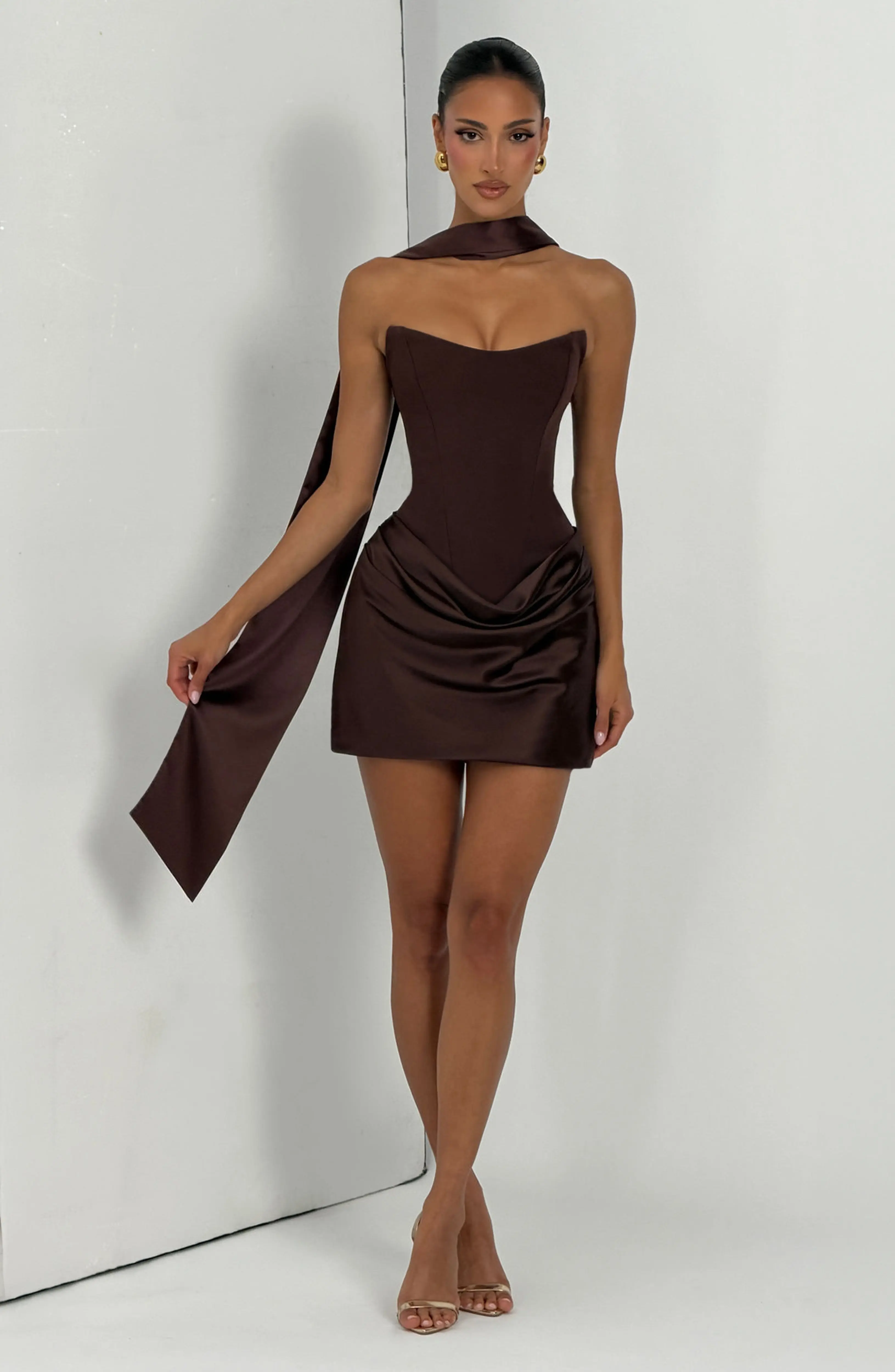 Maggie Mini Dress - Plum Brown - Image 12