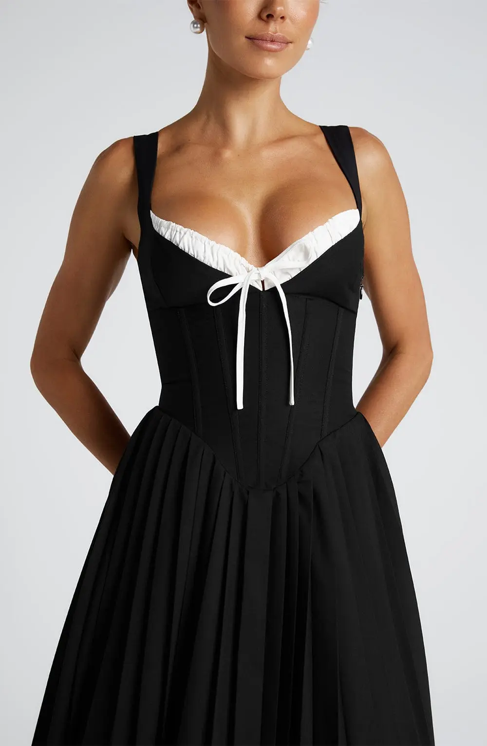 Natassia Midi Dress - Black/White - Image 4