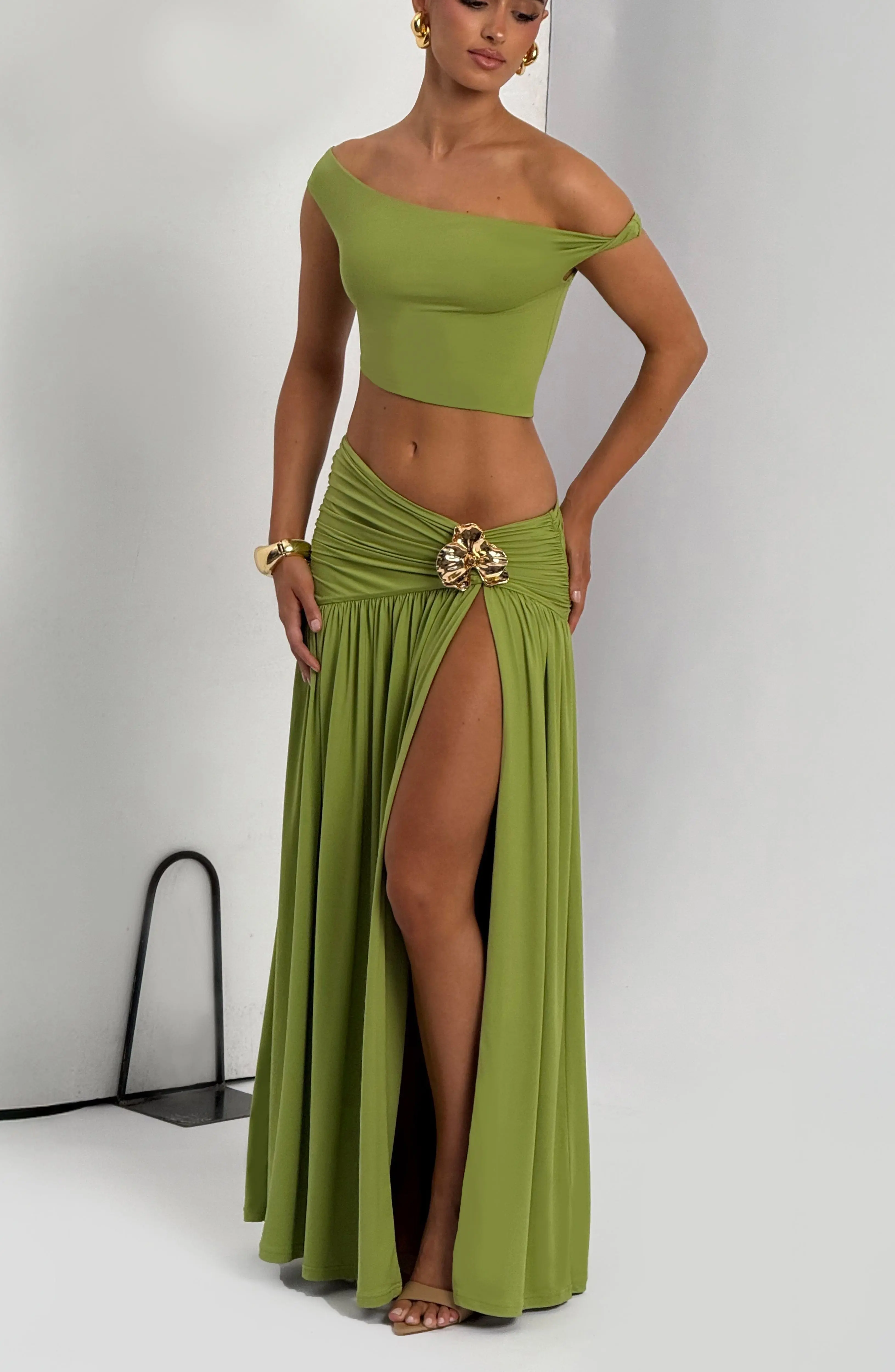 Saira Maxi Skirt - Olive - Image 12