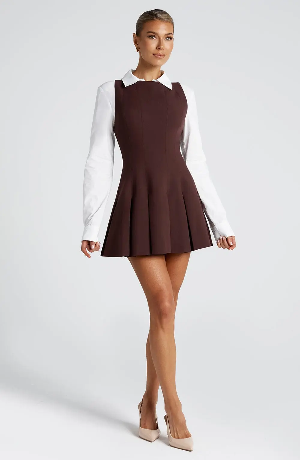 Rory Mini Dress - Plum Brown - Image 7