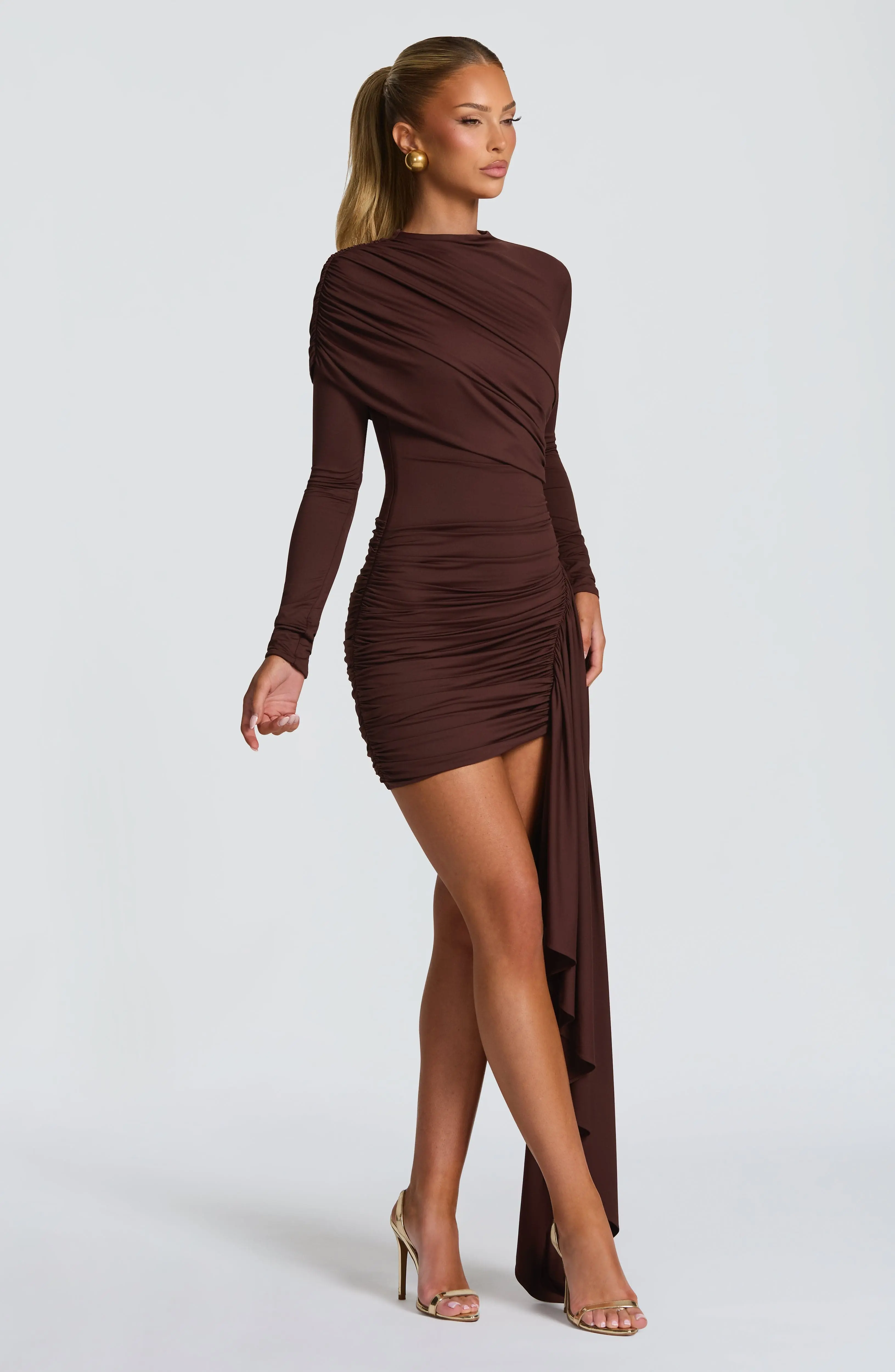 Jovanna Mini Dress - Plum Brown - Image 2