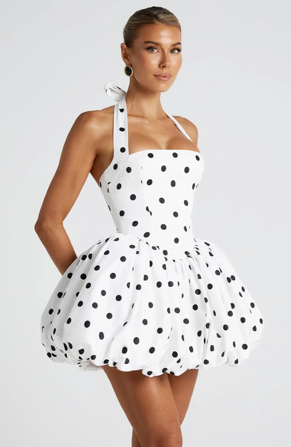 Maricia Mini Dress - Black Polka Dot Print - Image 3