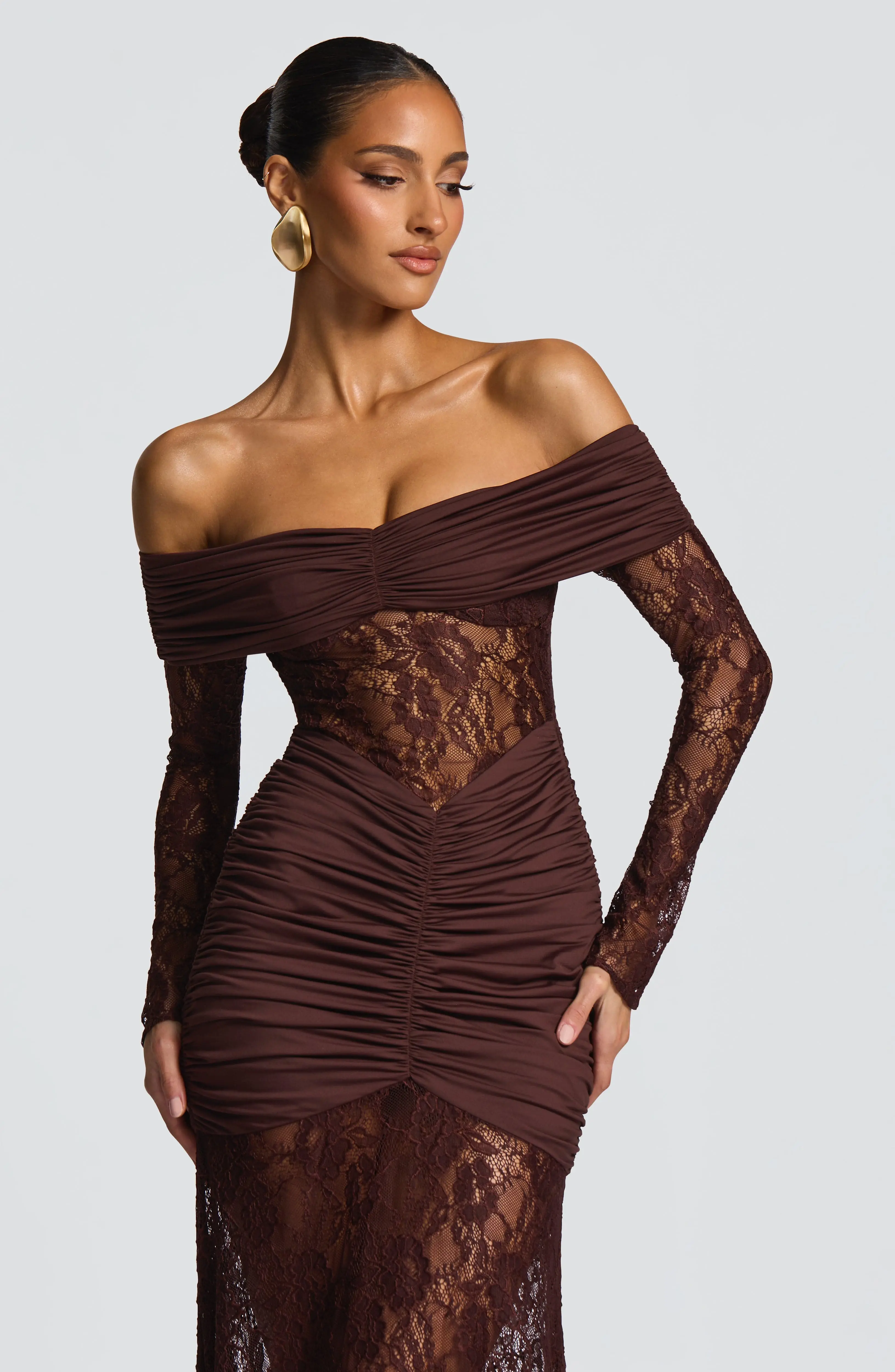 Sauline Maxi Dress - Plum Brown - Image 5