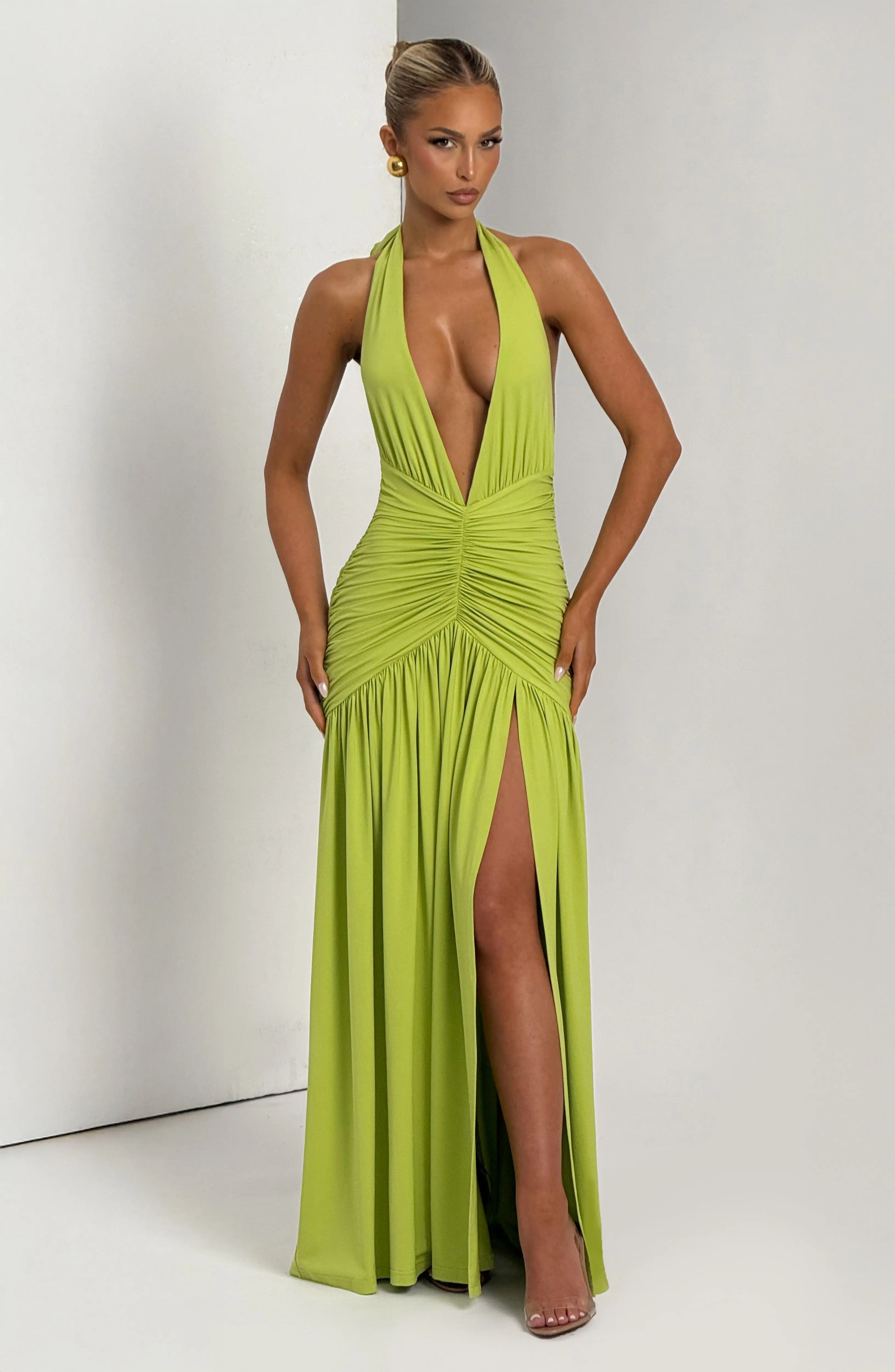 Melania Maxi Dress - Olive - Image 9